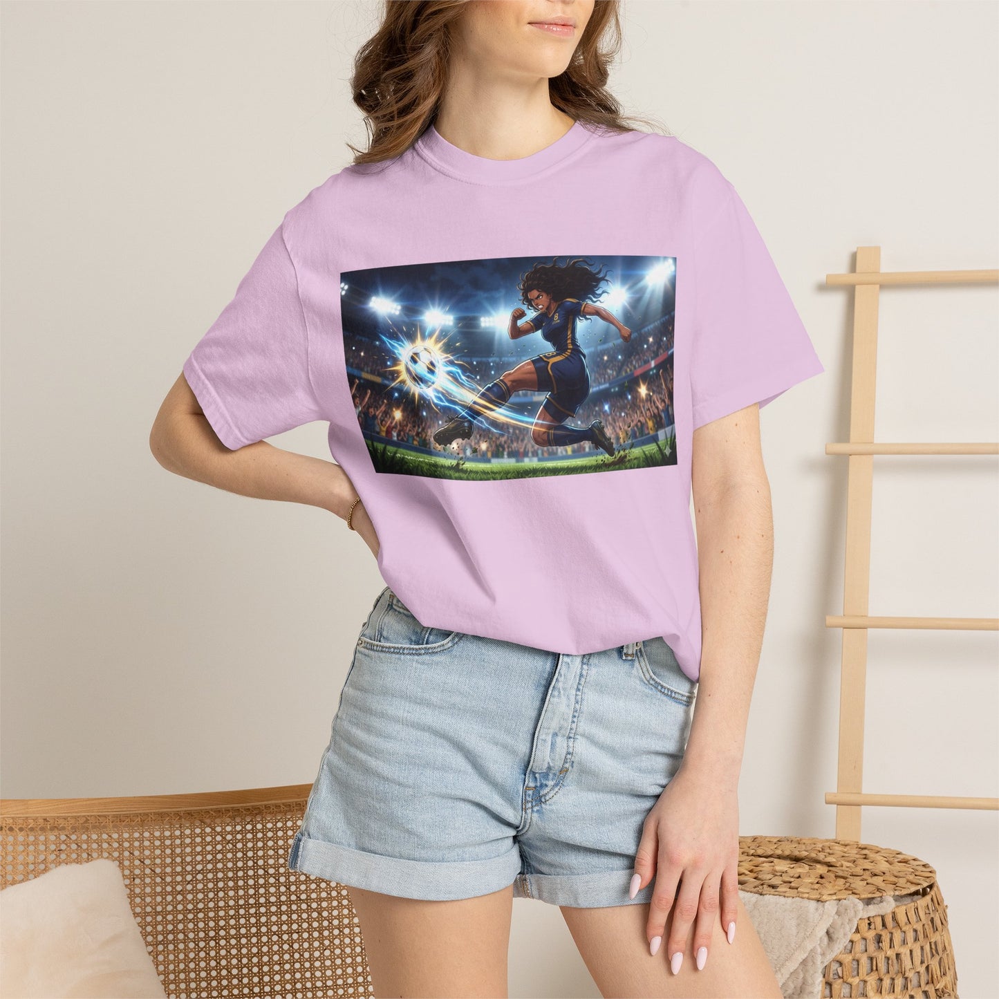 Soccer Kick Graphic T-Shirt — Energetic Stadium Football Design