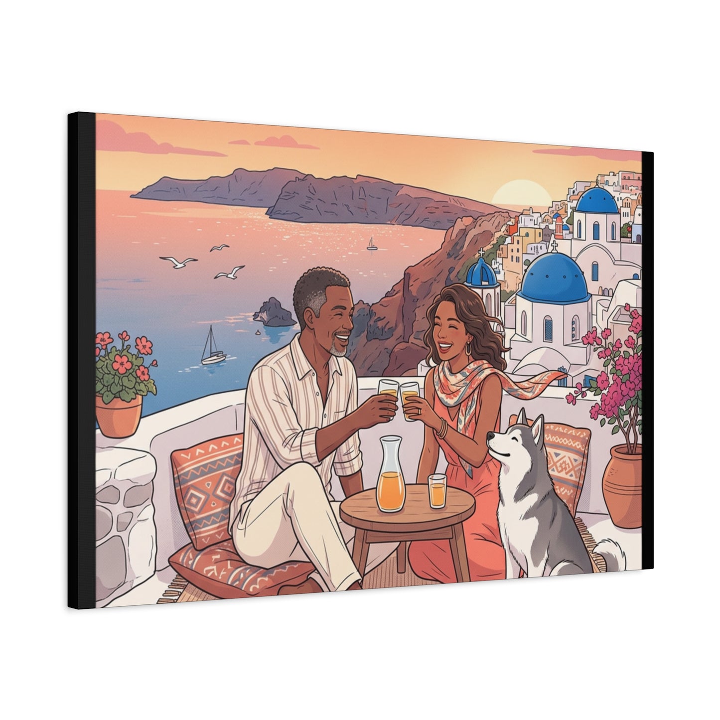 Santorini, Greece – “Sunset Serenade - Matte Canvas, Stretched, 1.25"