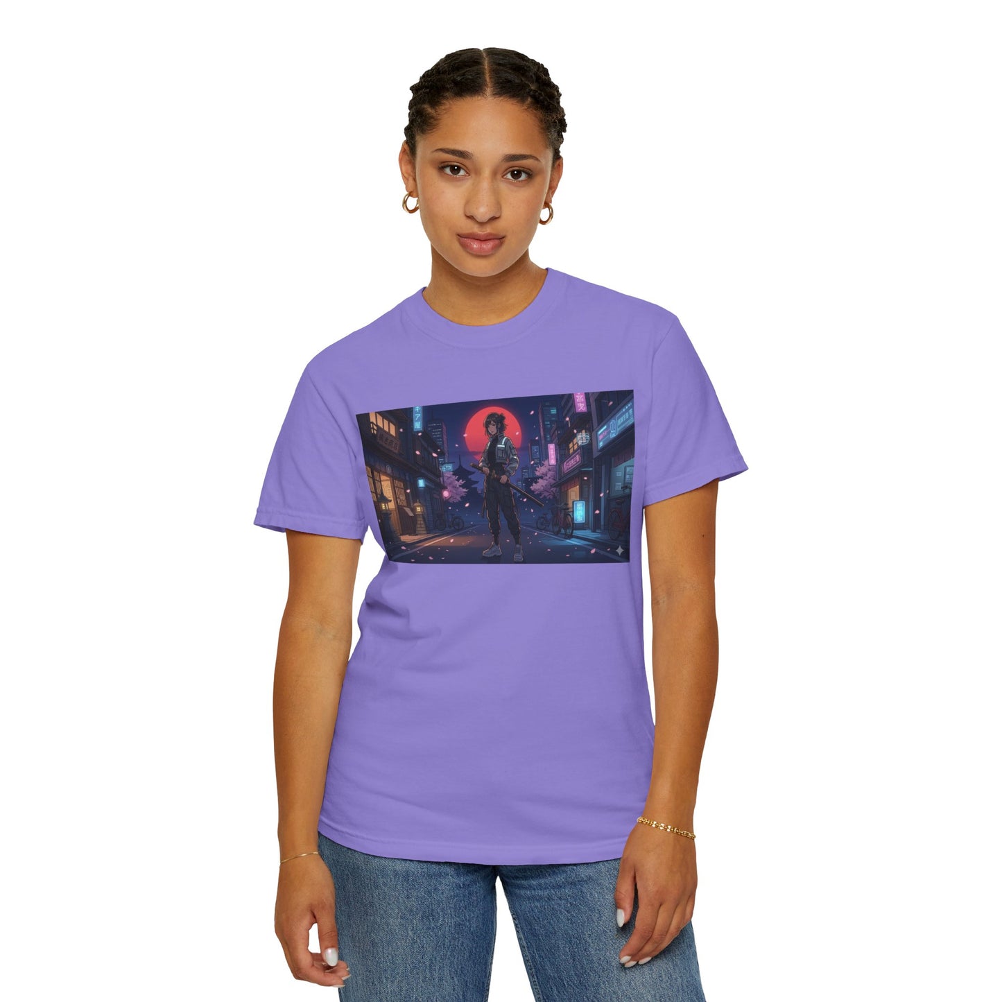 Cyberpunk Samurai T-Shirt — Neon Night Street Art Tee