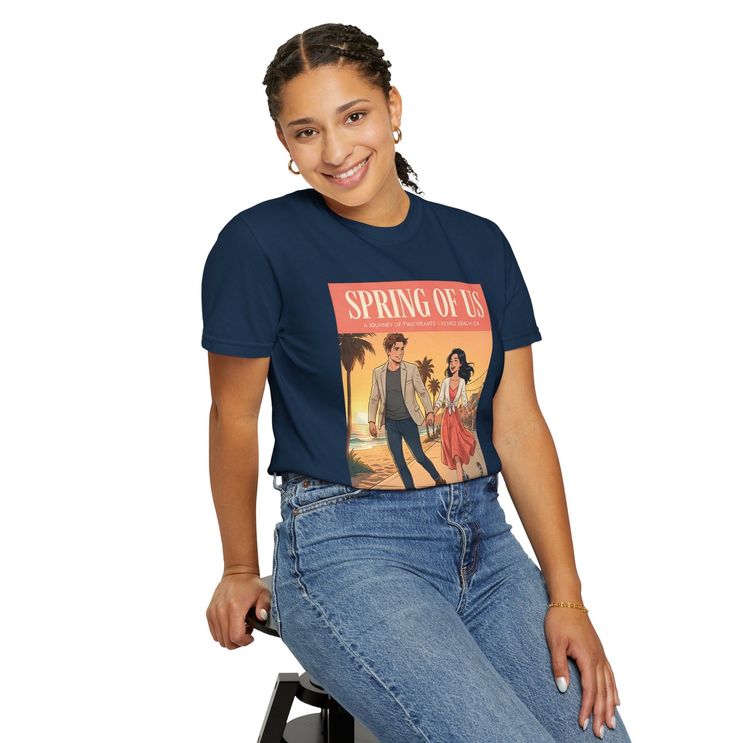 Spring of Us T-Shirt — Vintage Romantic Beach Couple Graphic Tee