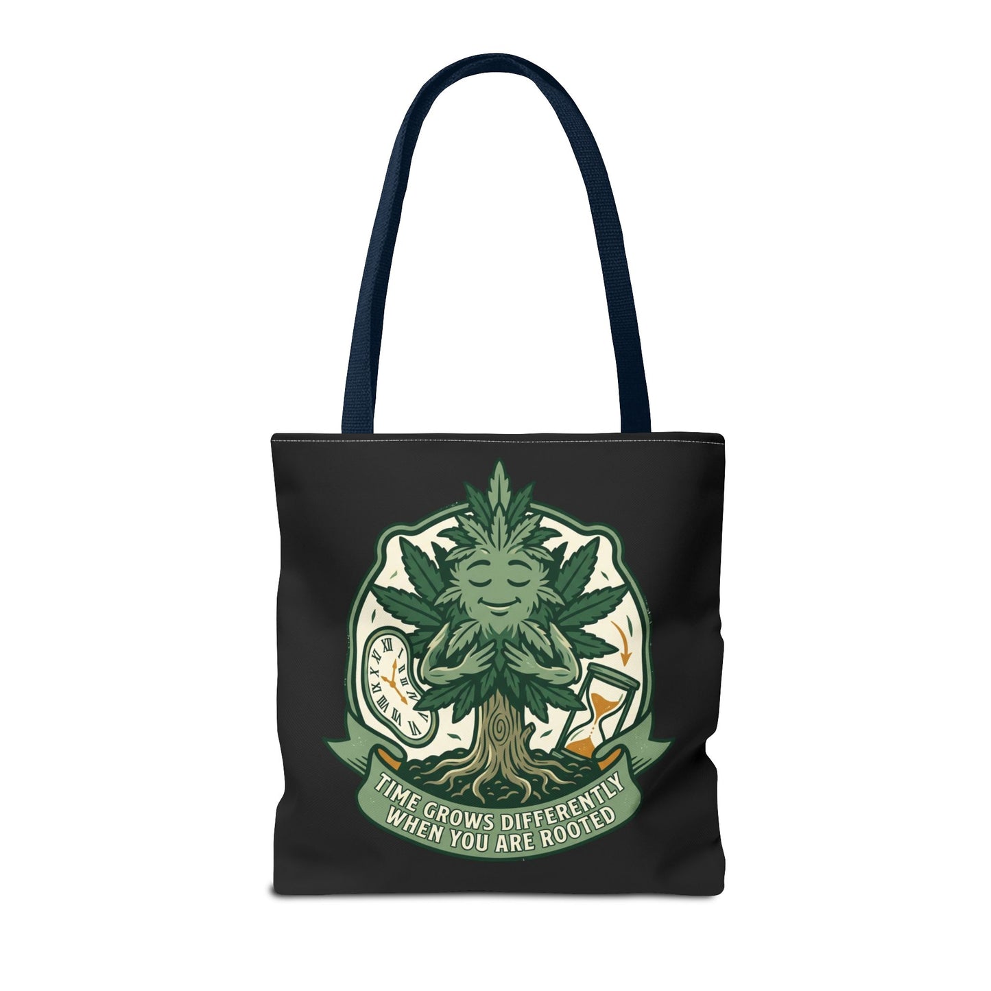 Rooted Tree Spirit Tote Bag — “Time Grows Different When You Are Rooted” Eco Tote