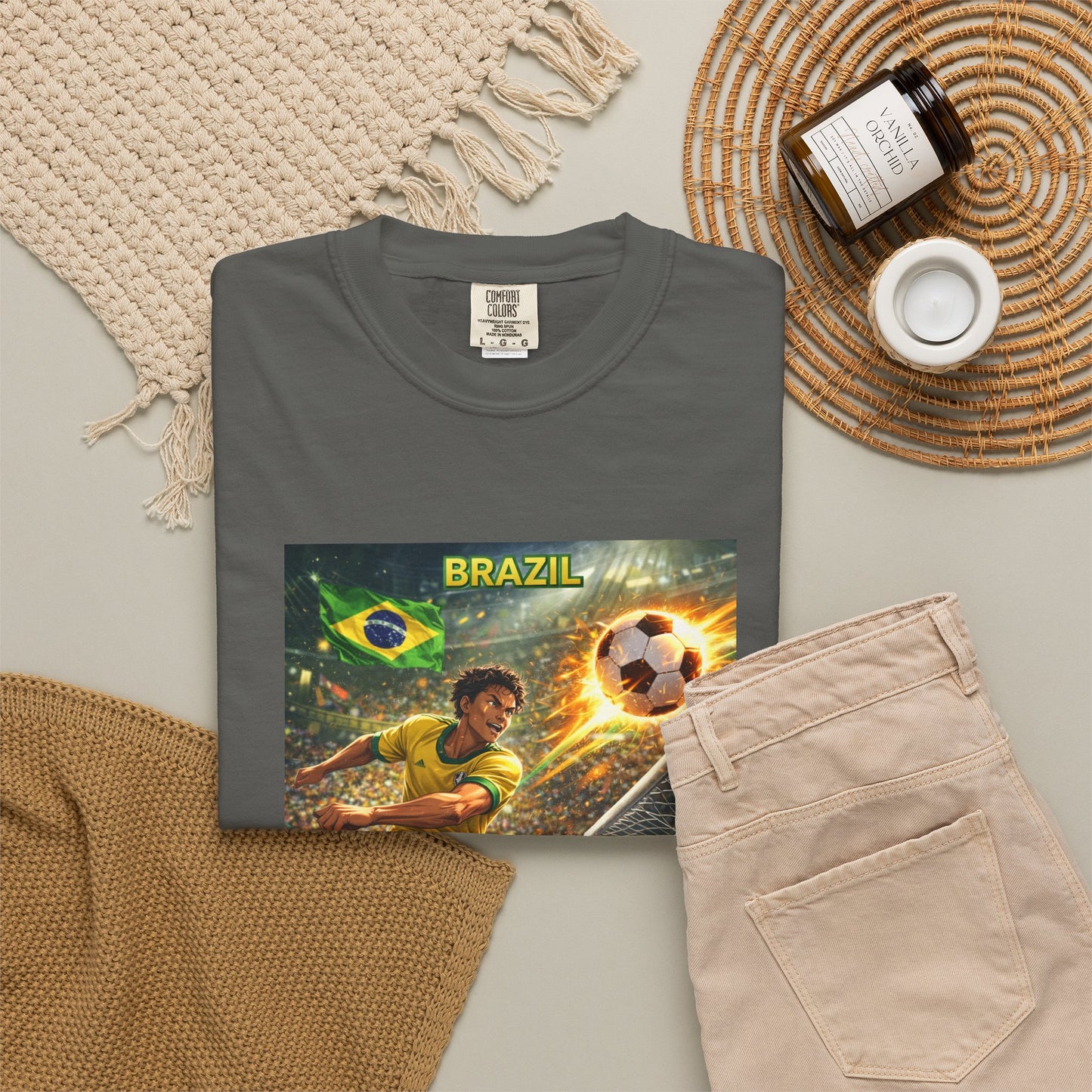 Brazil Soccer T-Shirt – Vintage Player Kick Graphic (Brazil)