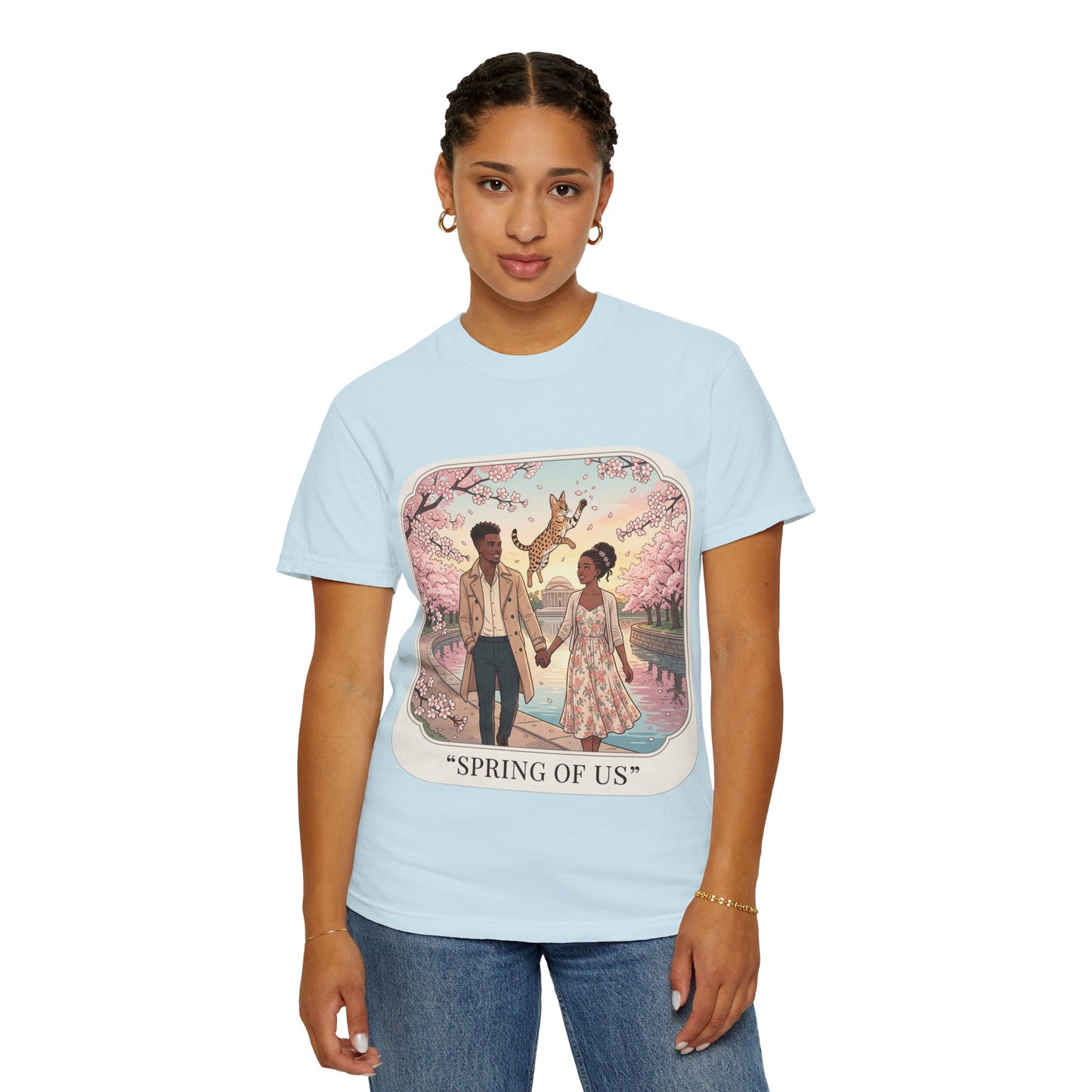 Spring of Us T-Shirt — Romantic Cherry Blossom Couple Graphic Tee