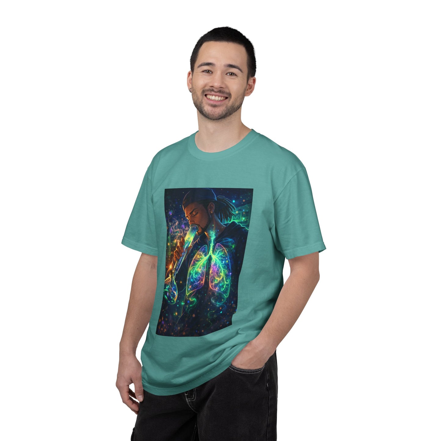 Cosmic Lungs T-Shirt — Neon Anatomical Art Tee