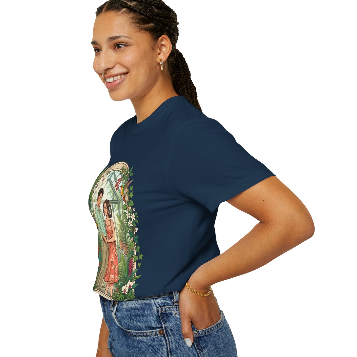 Romantic Greenhouse Couples T-Shirt — “Love Grows Where We Nurture It”