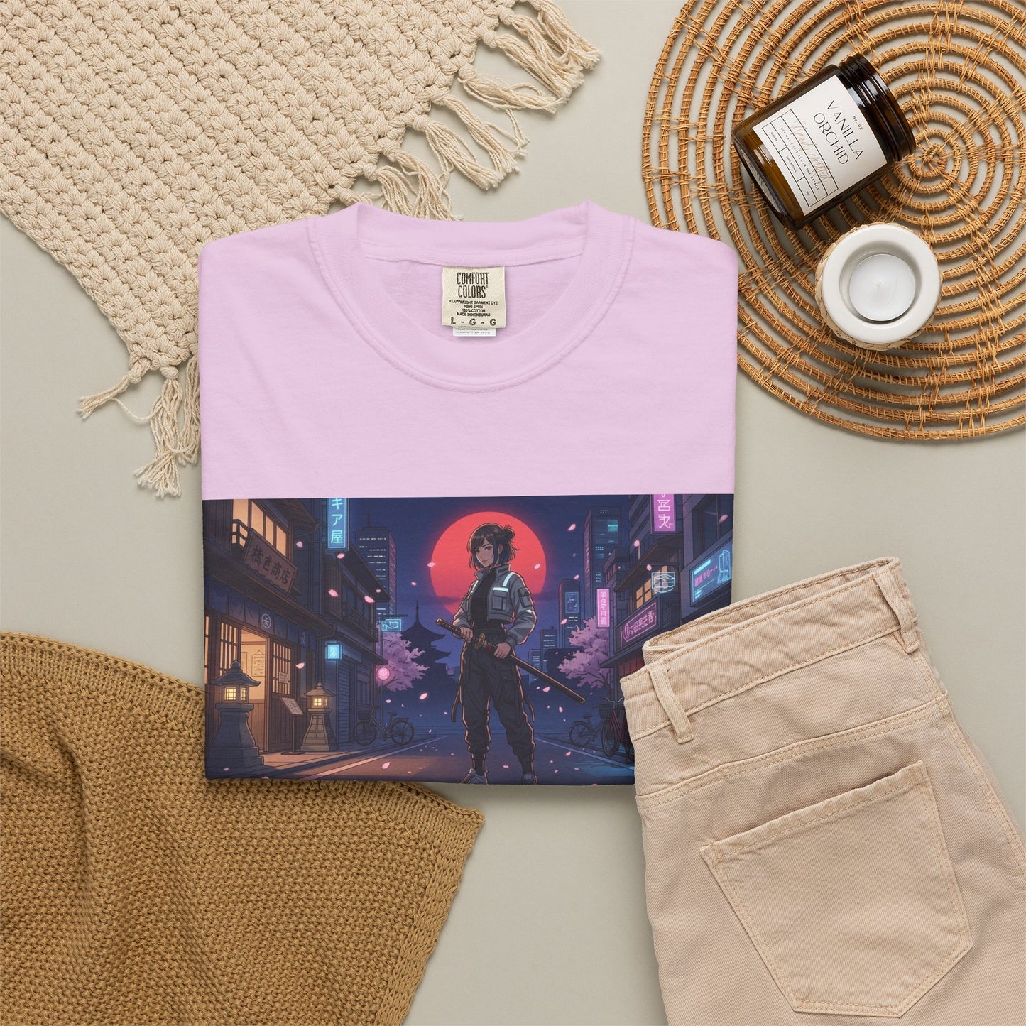 Cyberpunk Samurai T-Shirt — Neon Night Street Art Tee
