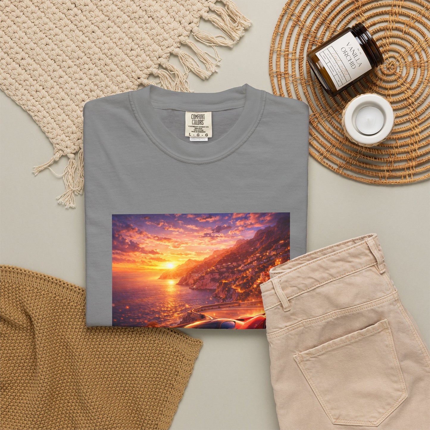 Ferrari F80- Amalfi Coast, Italy - T‑Shirt — Red Sports Car Print