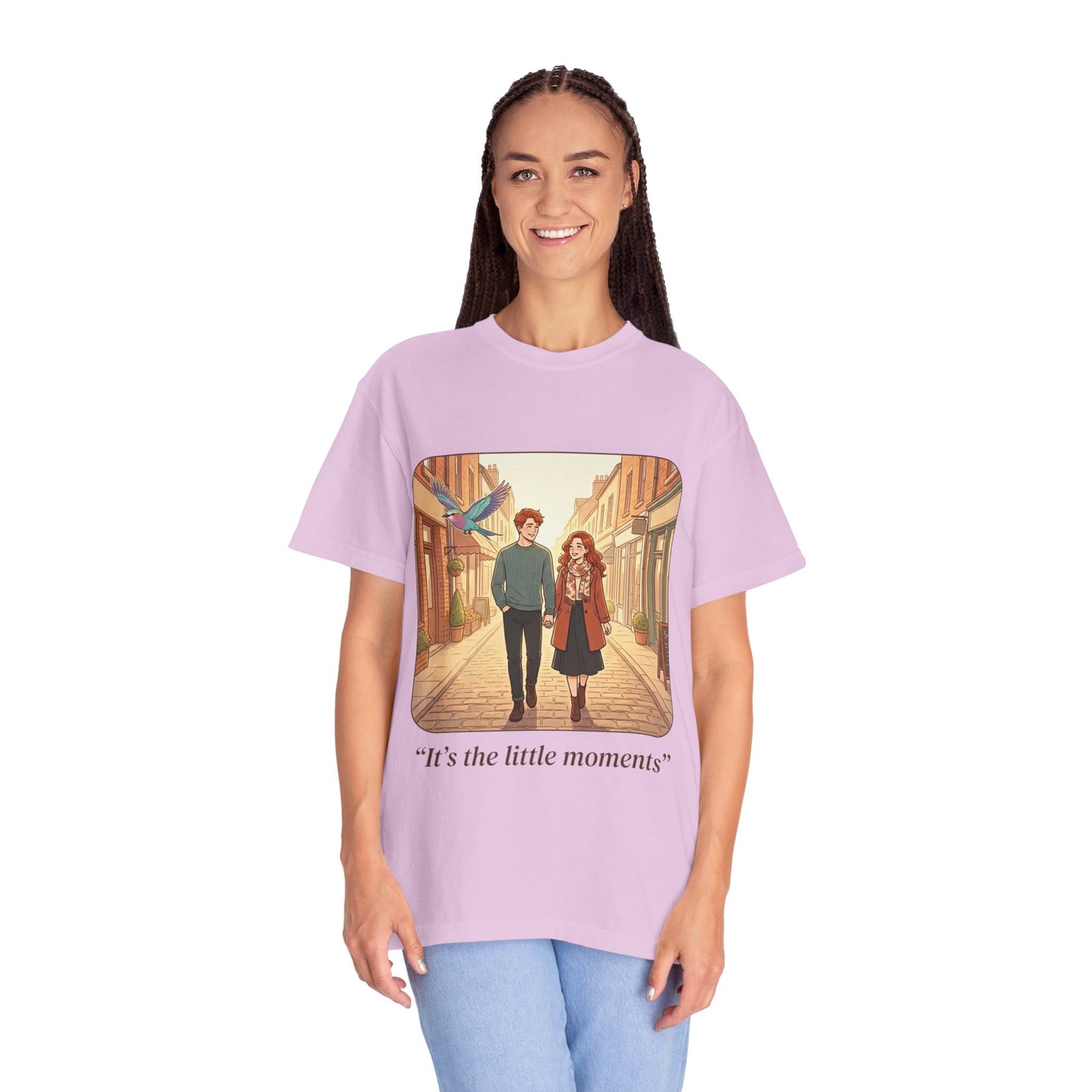Romantic Stroll T-Shirt — “It’s the little moments” Couple Illustration Tee
