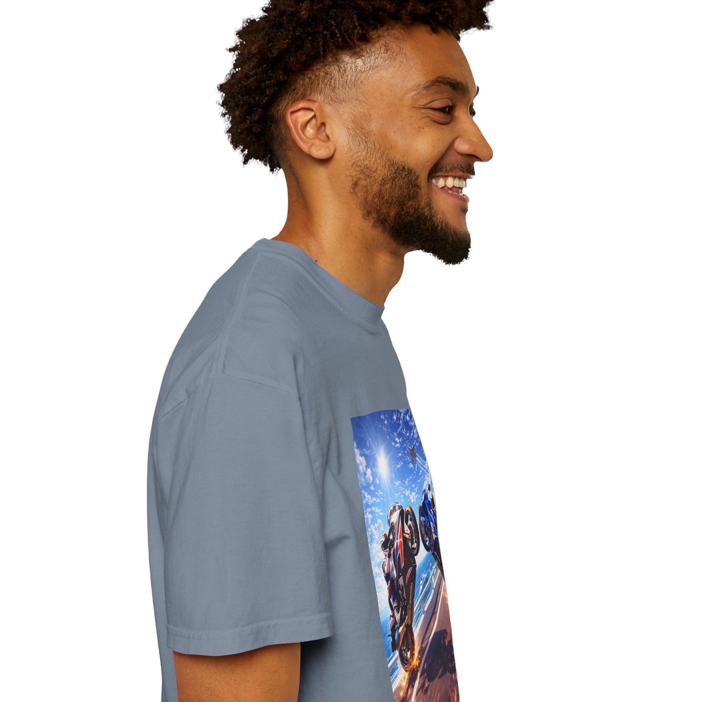 Stunt Riders Motorcycle T-Shirt — Two Bike Wheelie Racing Graphic Tee