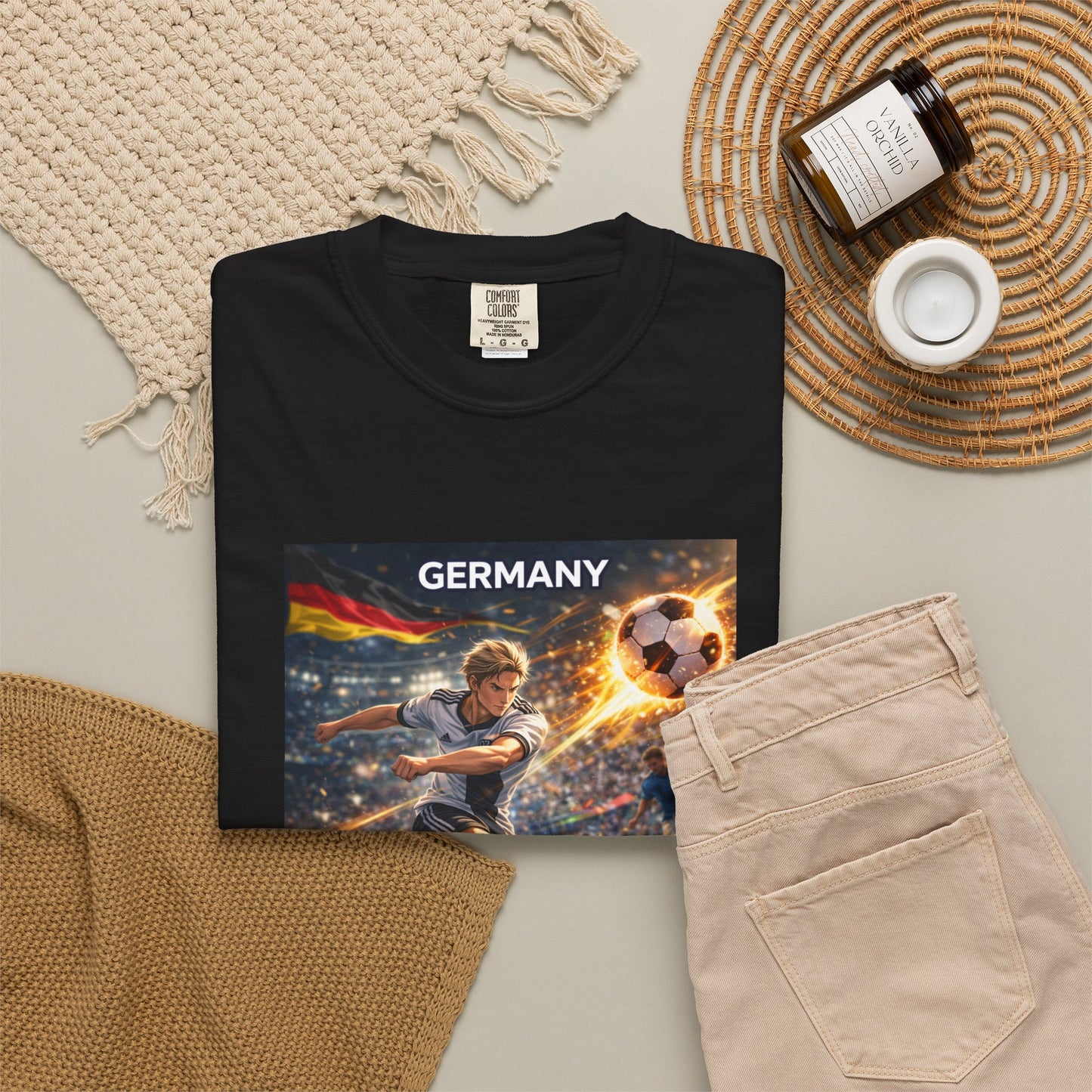 Germany Soccer Player Graphic T-Shirt — Retro Football Stadium Print