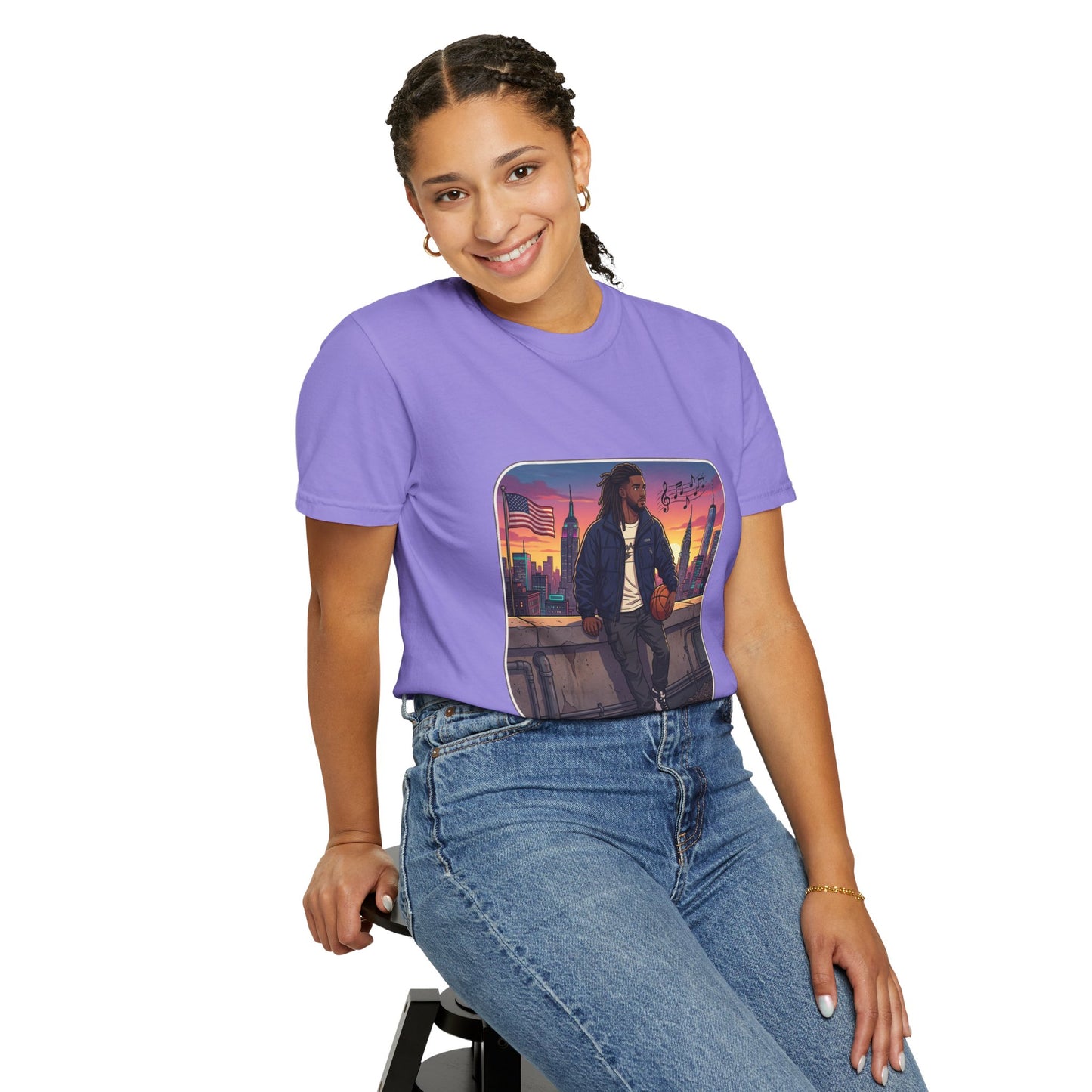 City Sunset Basketball Player T-Shirt — Urban Hoop Lifestyle Tee