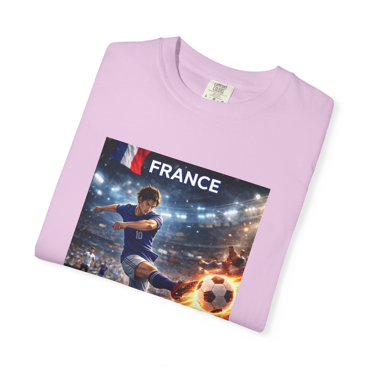 France Soccer Player Graphic T-Shirt — Football Kick Stadium Design