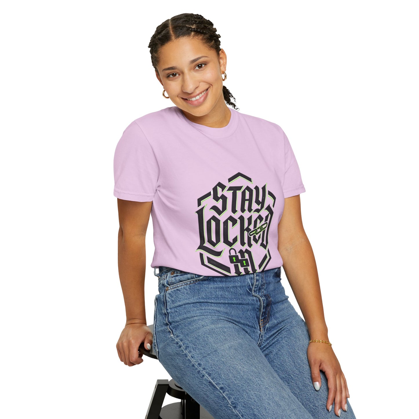 Stay Locked In T-Shirt — Bold Gothic Logo Tee