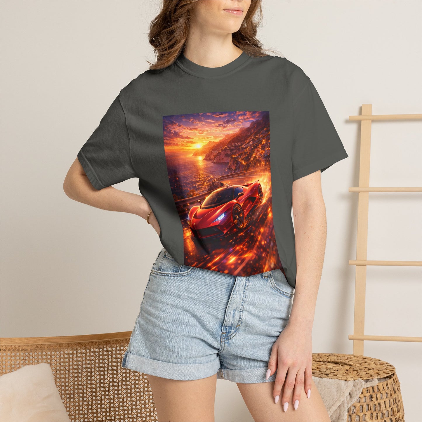 Ferrari F80- Amalfi Coast, Italy - T‑Shirt — Red Sports Car Print