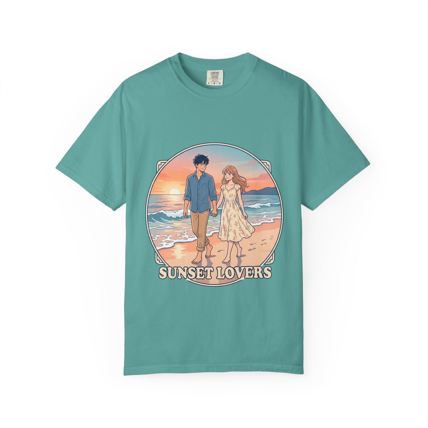 Sunset Lovers Beach T-Shirt — Romantic Couple Graphic Tee
