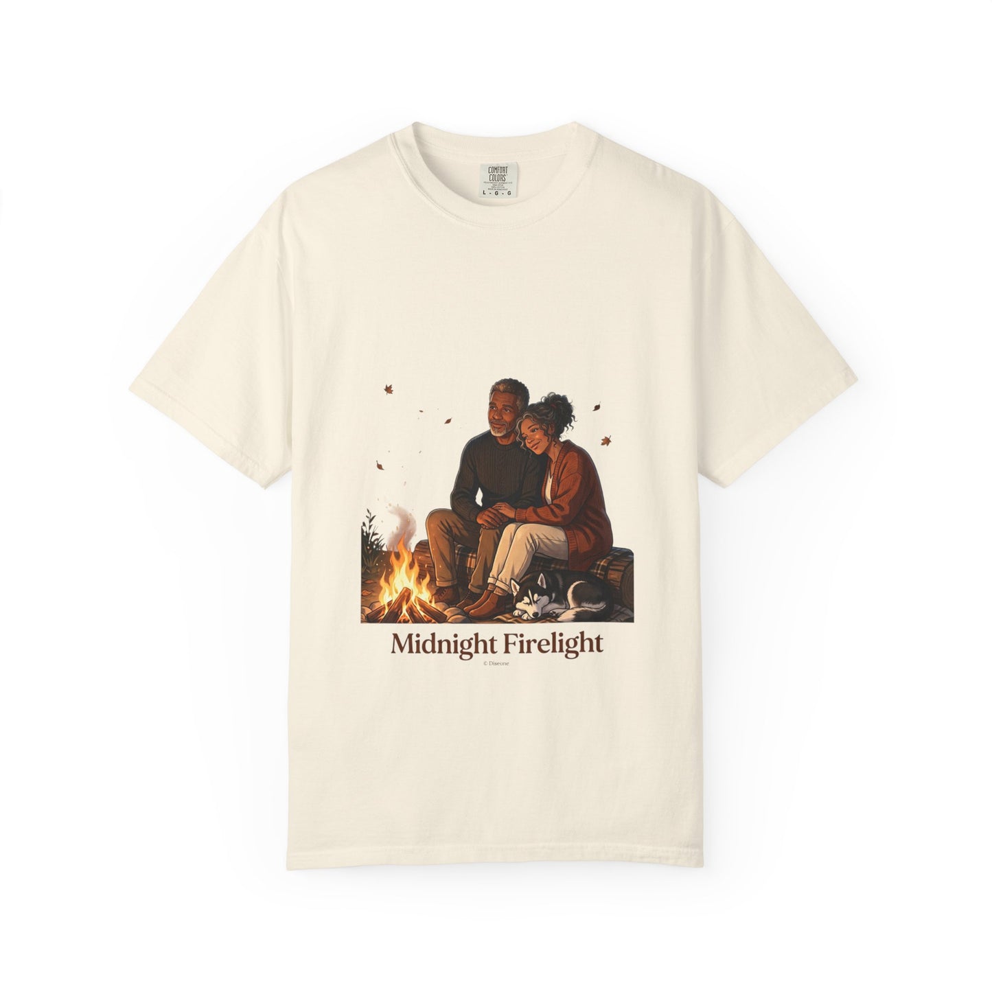 Midnight Firelight T-Shirt — Cozy Couple Campfire Graphic Tee