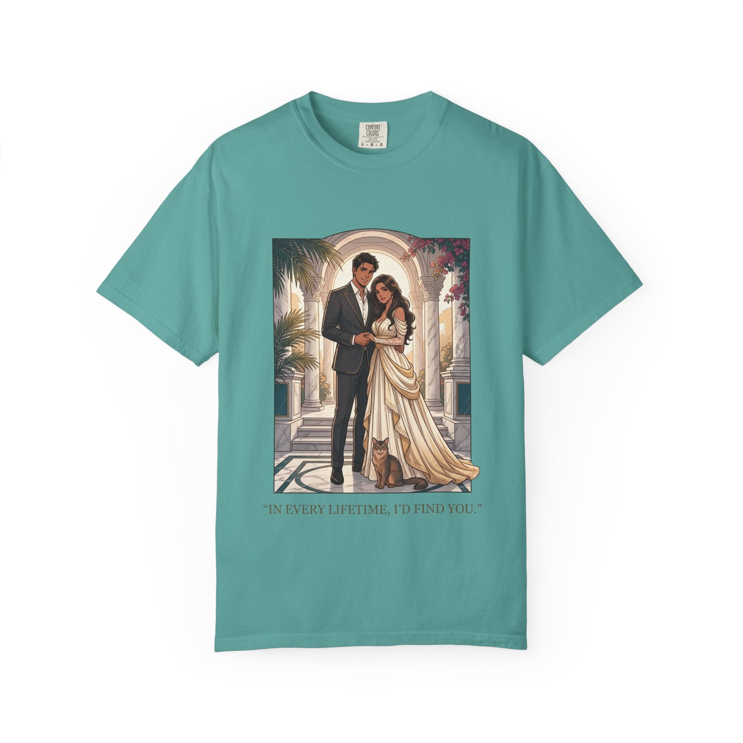 Romantic Vintage Wedding Portrait T-Shirt — "In Every Lifetime, I'd Find You"