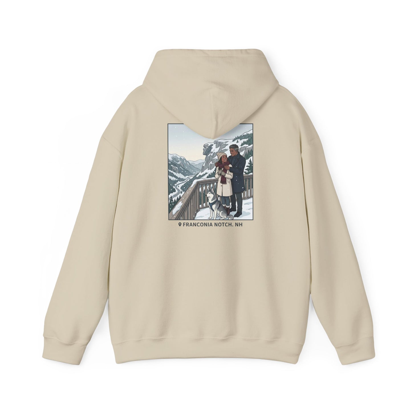 Winter Couple Photo Hoodie — Vintage Alps Travel Graphic Sweatshirt