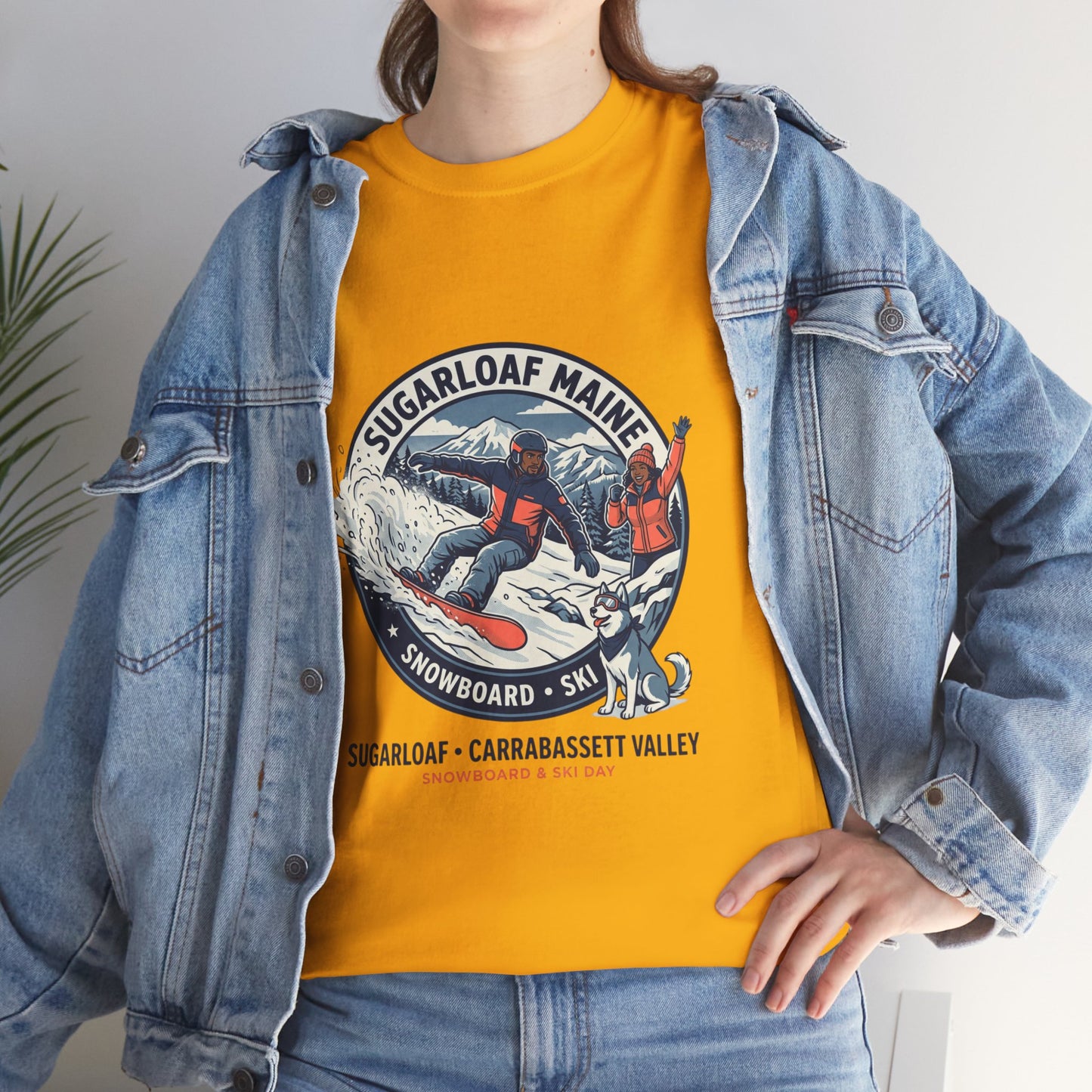 Sugarloaf Maine Snowboard & Ski T‑Shirt — Sugarloaf‑Carrabassett Valley Retro Graphic Tee