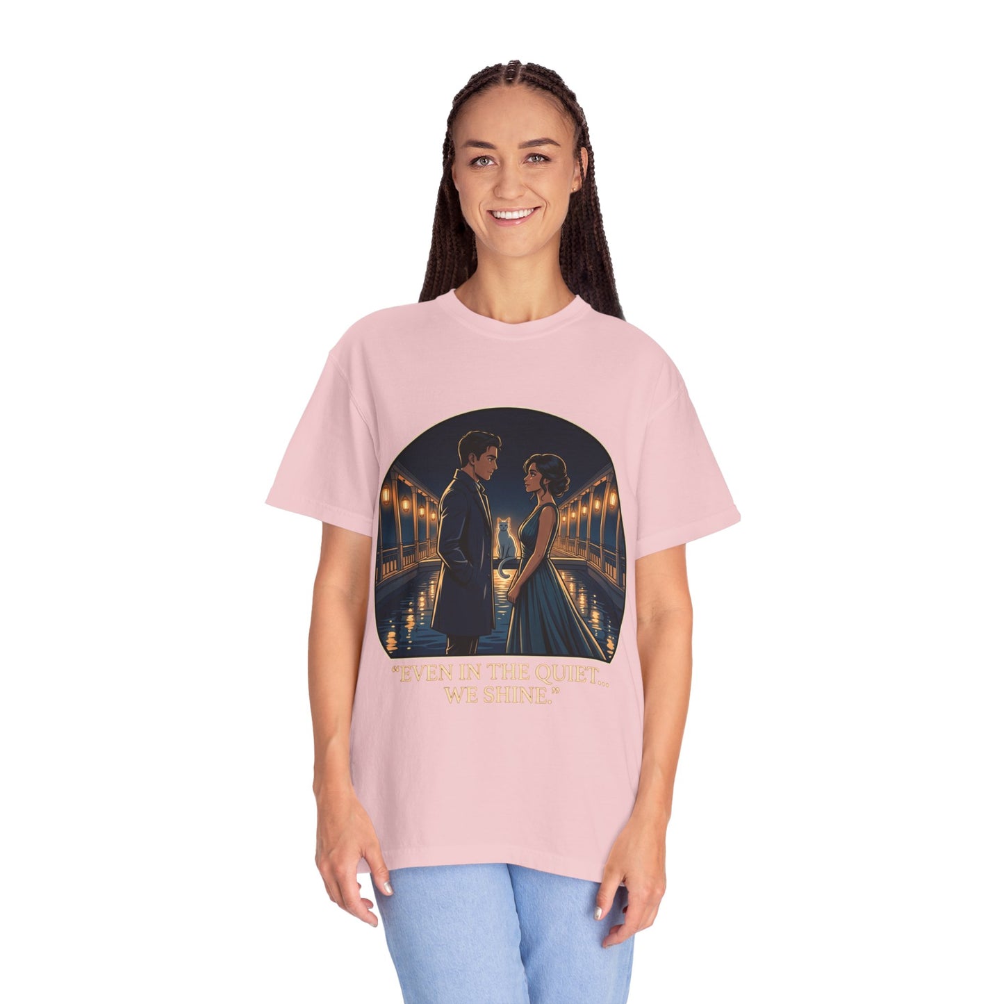 Romantic Night Stroll T-Shirt — "Even in the Quiet... We Shine" Graphic Tee
