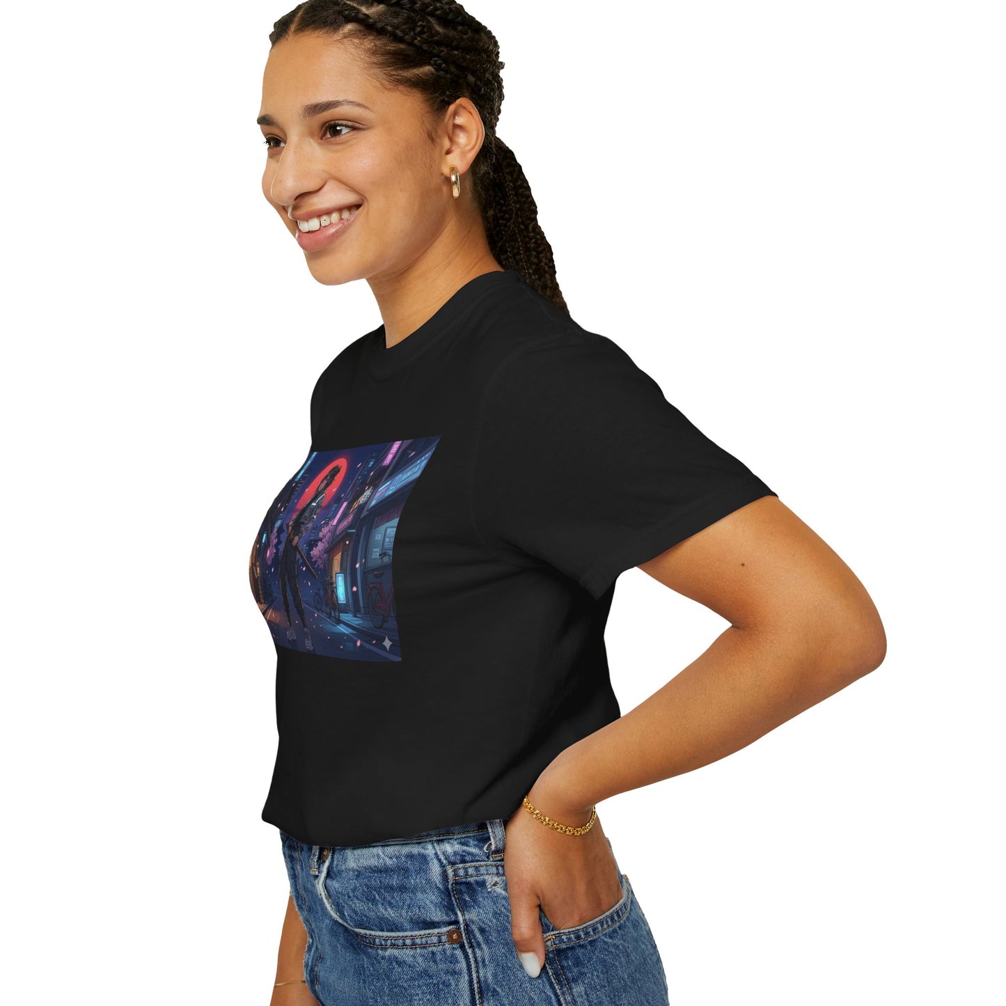 Cyberpunk Samurai T-Shirt — Neon Night Street Art Tee