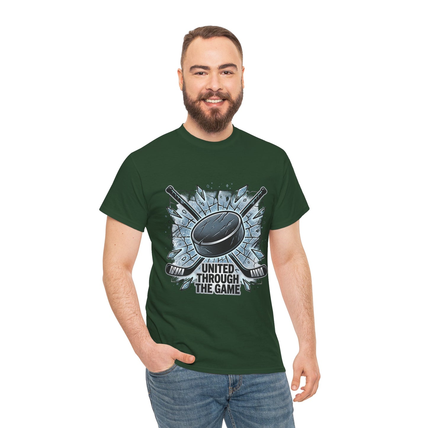 Hockey T-Shirt — "United Through the Game" Graphic Tee
