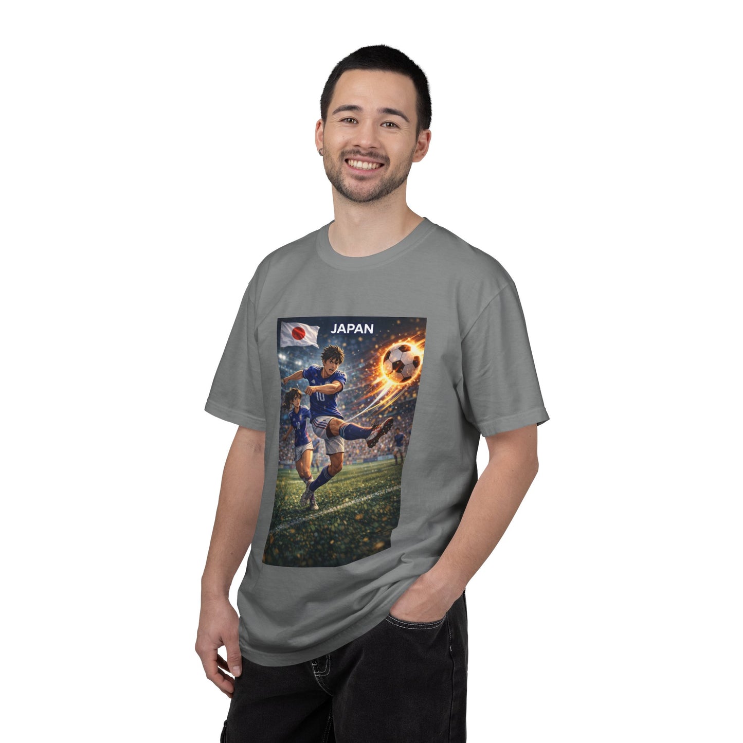 Japan Soccer Team Graphic T‑Shirt — Dynamic Football Players Design