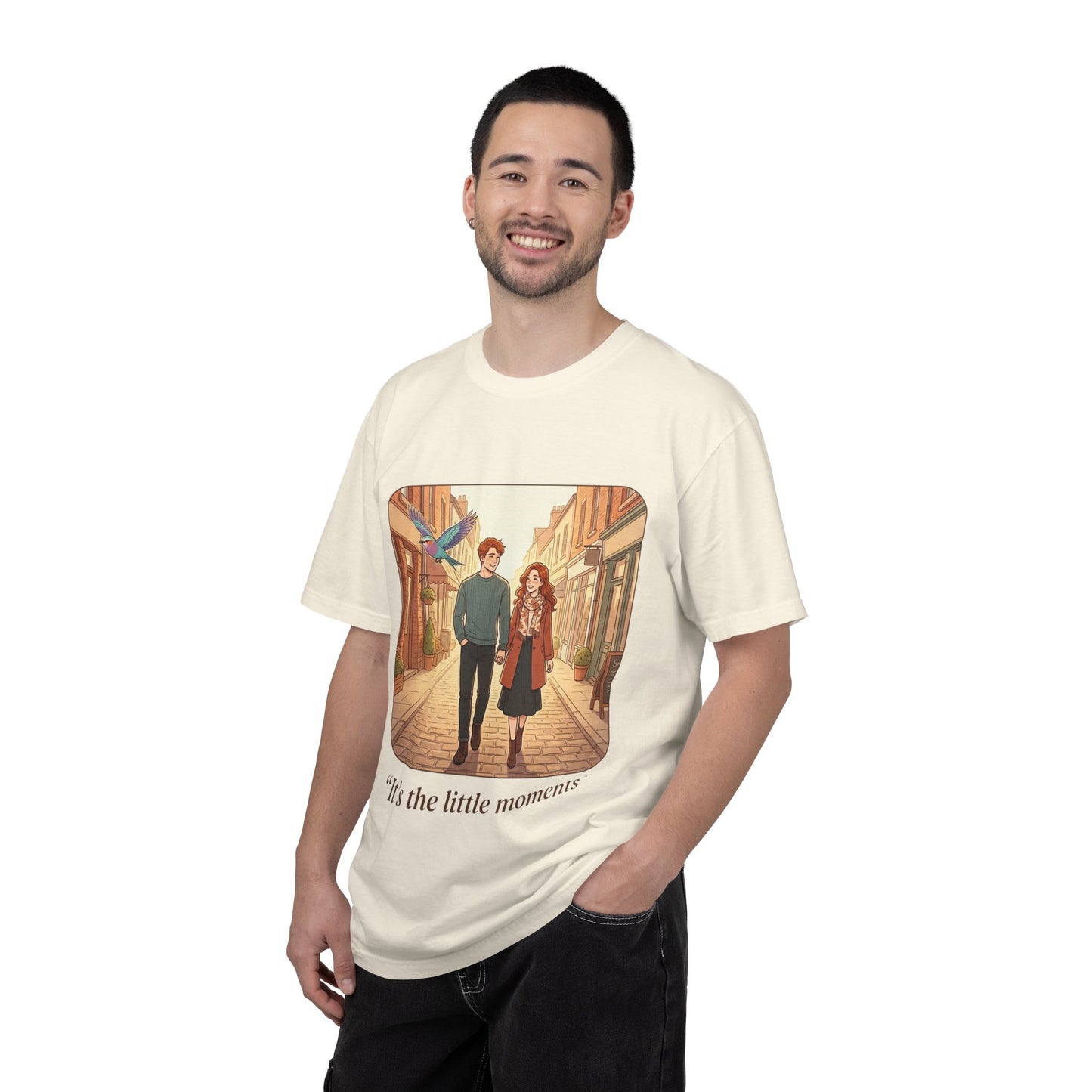 Romantic Stroll T-Shirt — “It’s the little moments” Couple Illustration Tee
