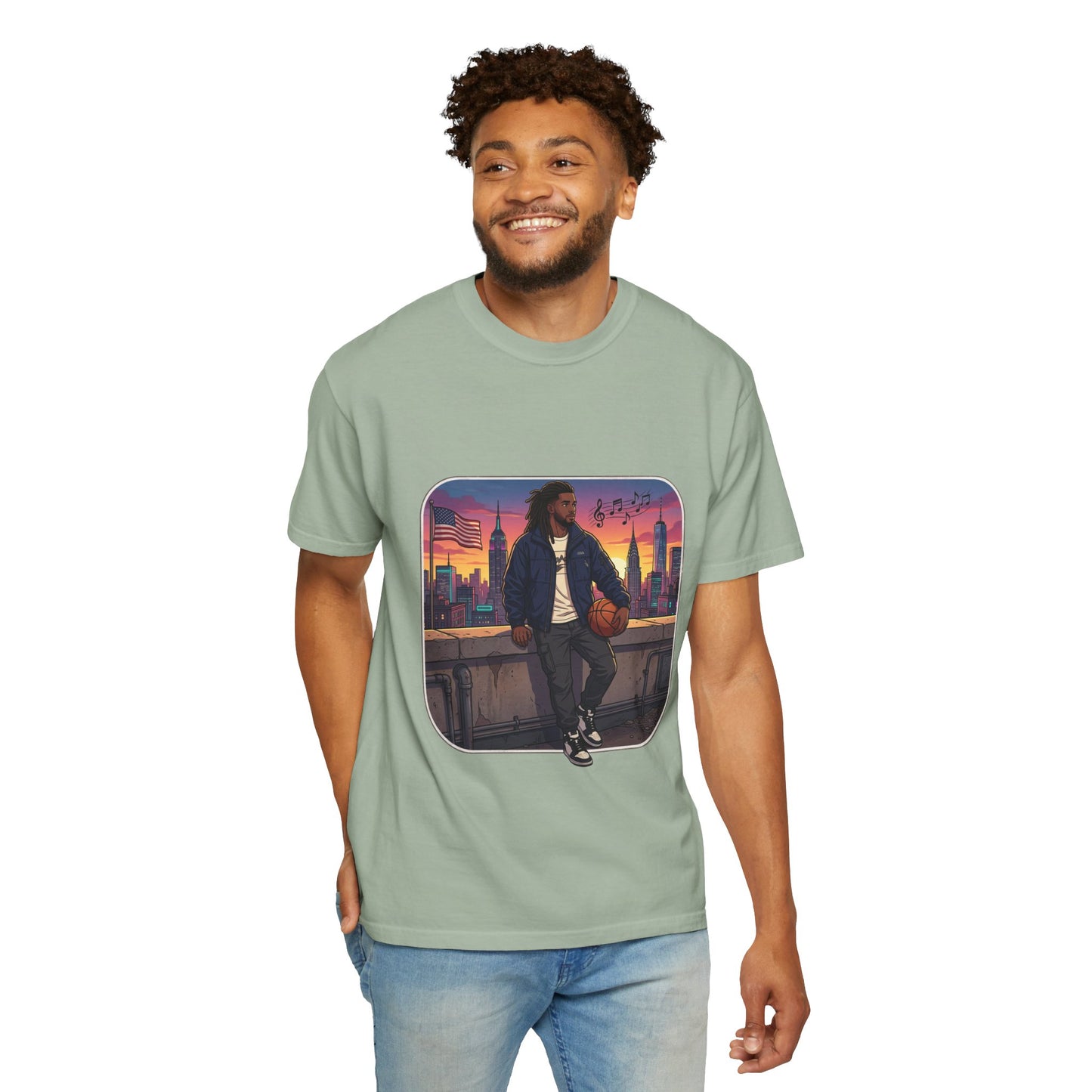 City Sunset Basketball Player T-Shirt — Urban Hoop Lifestyle Tee