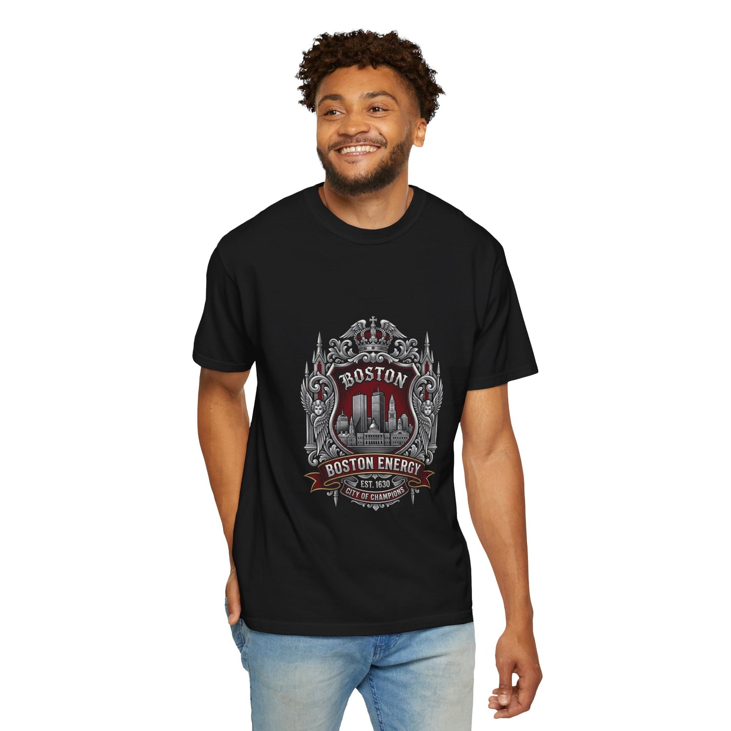 Boston Energy Vintage Crest T-Shirt — Retro City Skyline Tee