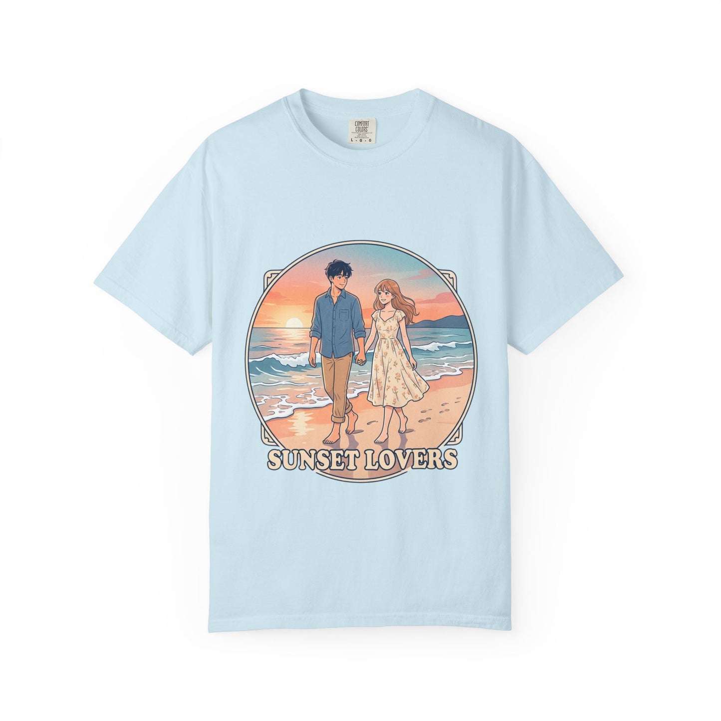 Sunset Lovers Beach T-Shirt — Romantic Couple Graphic Tee