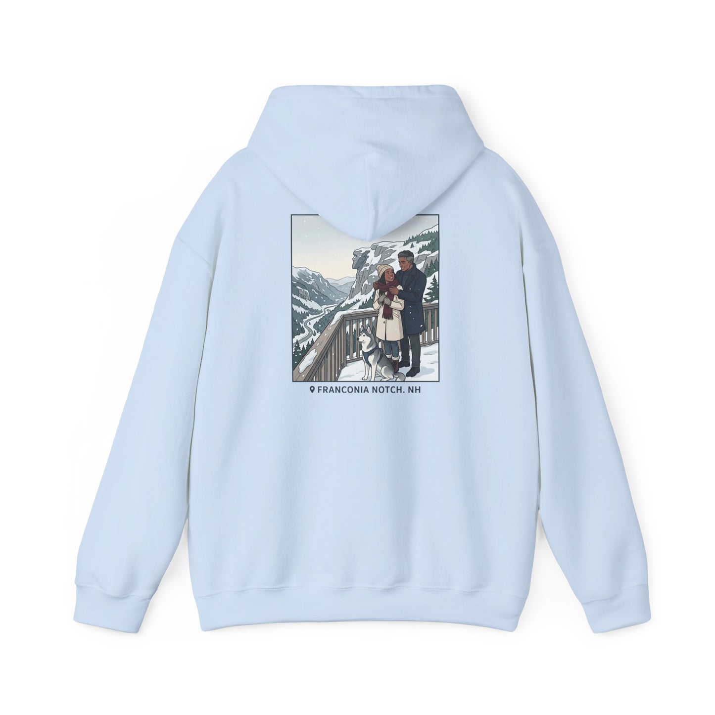 Winter Couple Photo Hoodie — Vintage Alps Travel Graphic Sweatshirt