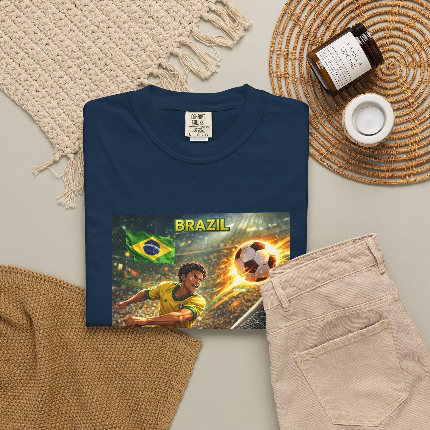 Brazil Soccer T-Shirt – Vintage Player Kick Graphic (Brazil)