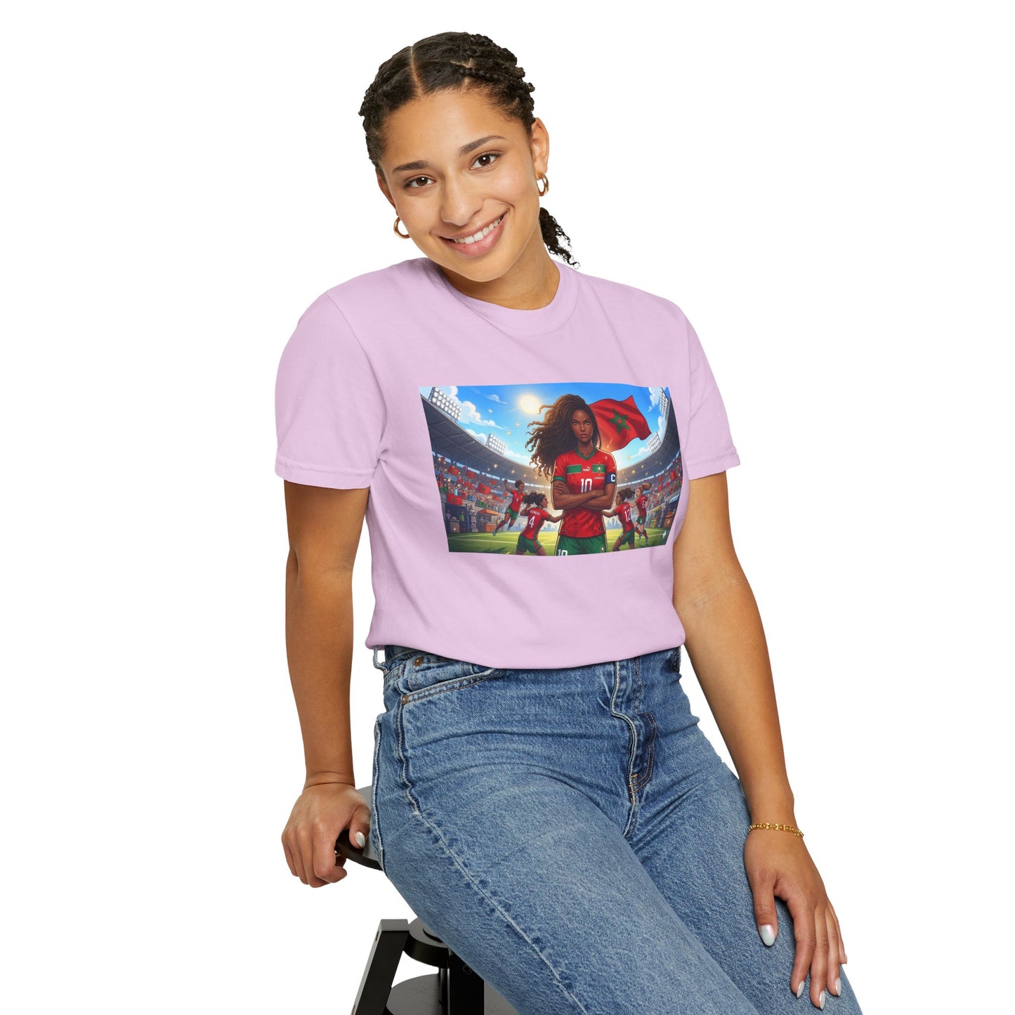Morocco Soccer Champion Graphic T-Shirt — Inspiring Women’s Football Stadium Design