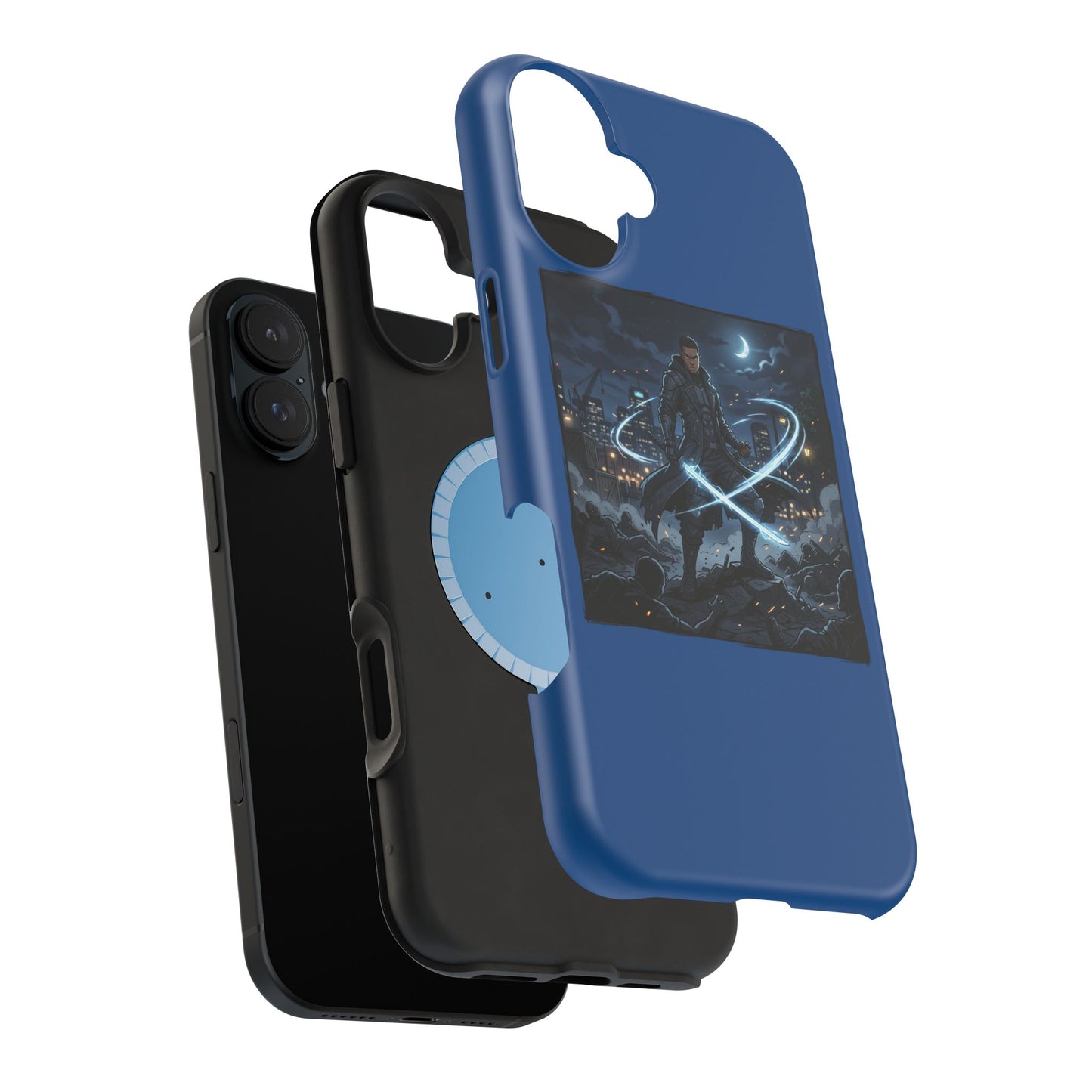 Magnetic Impact-Resistant Phone Case — Night Warrior Sci‑Fi Design