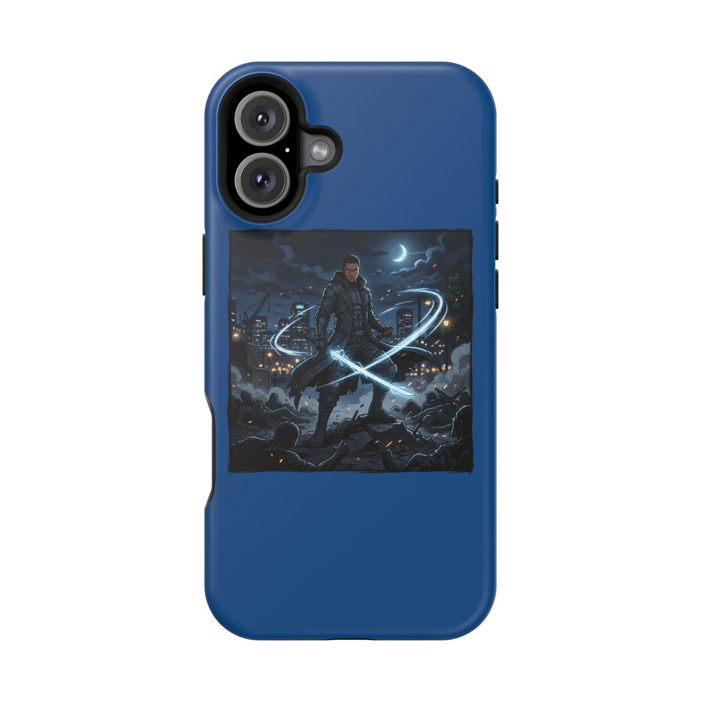 Magnetic Impact-Resistant Phone Case — Night Warrior Sci‑Fi Design
