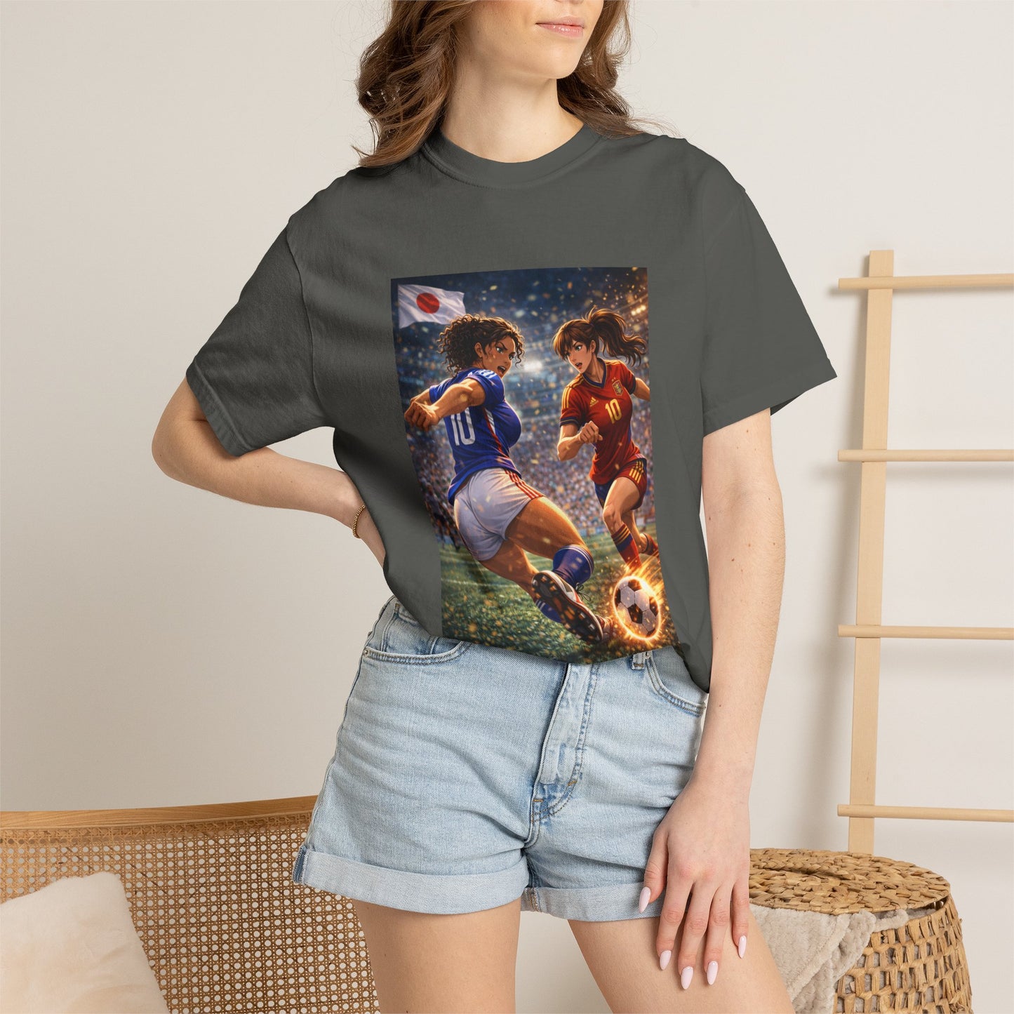 JAPAN Soccer Duel Graphic T-Shirt — Intense Japan vs Spain Football Art