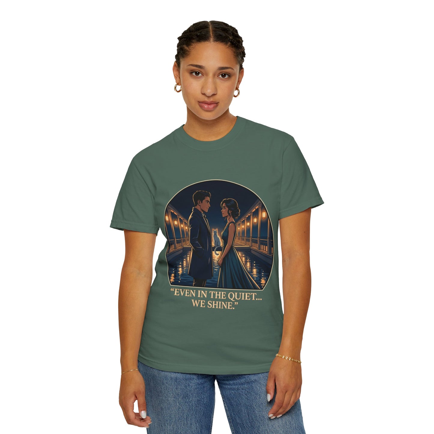 Romantic Night Stroll T-Shirt — "Even in the Quiet... We Shine" Graphic Tee