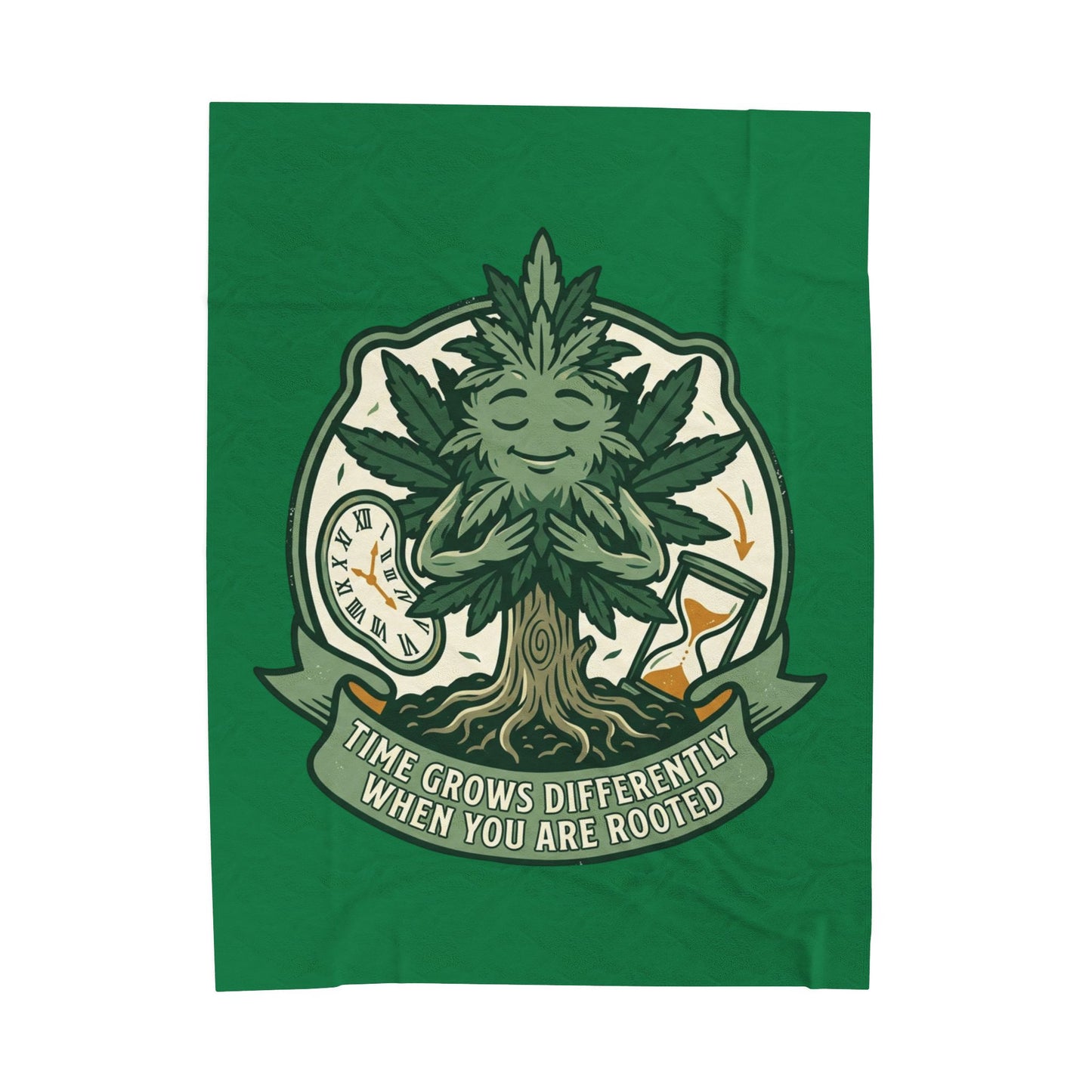 Velveteen Plush Blanket — “Time Grows Differently When You Are Rooted” Cozy Botanical Tree of Life Throw
