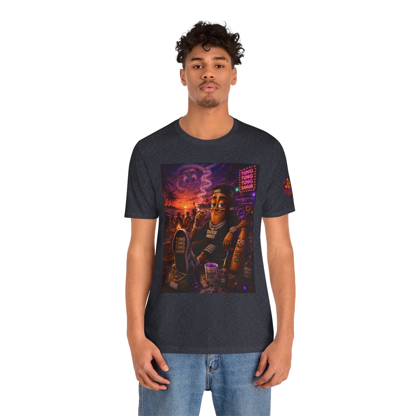 Tung Tung Tung Sahur Laid-Back Nightlife Graphic Tee — "Things Take Time" Urban Cartoon Design