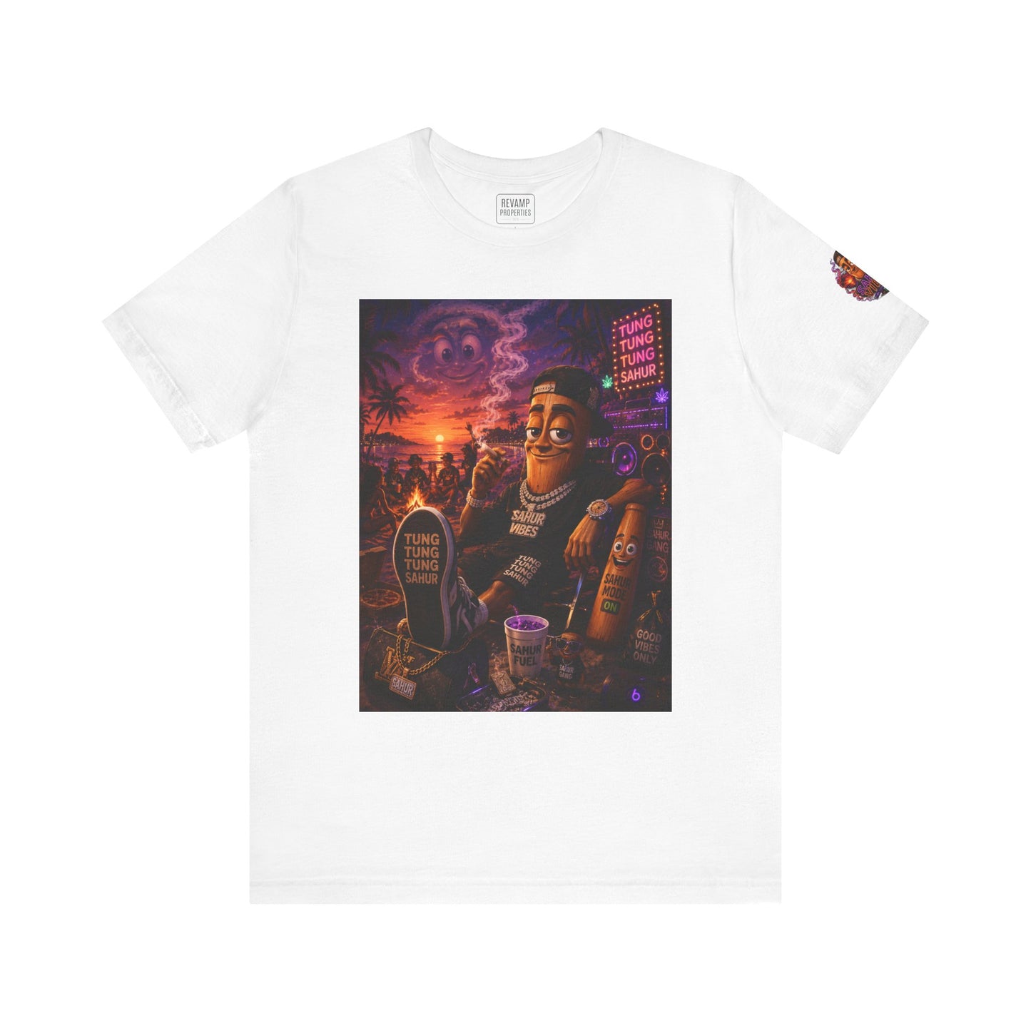 Tung Tung Tung Sahur Laid-Back Nightlife Graphic Tee — "Things Take Time" Urban Cartoon Design