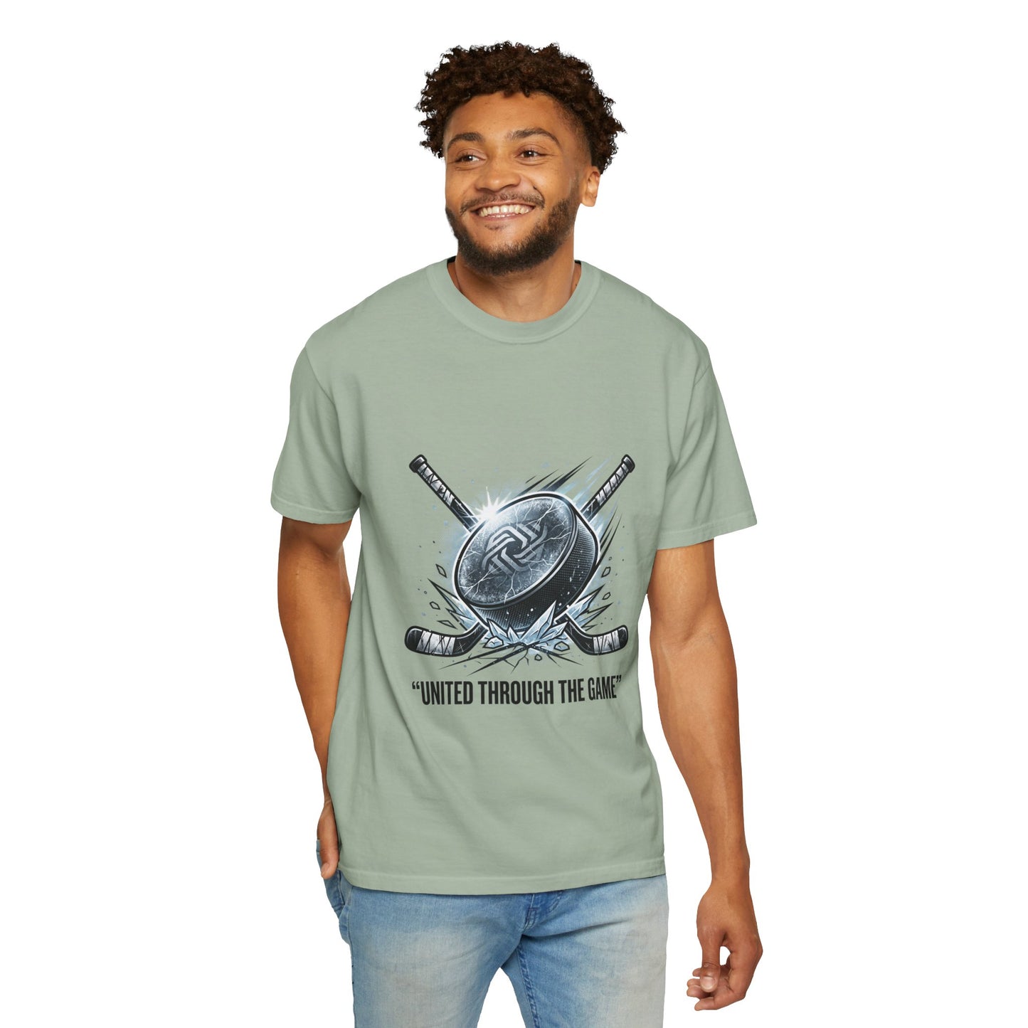 Hockey Graphic Tee — "United Through the Game" Team Spirit T-Shirt
