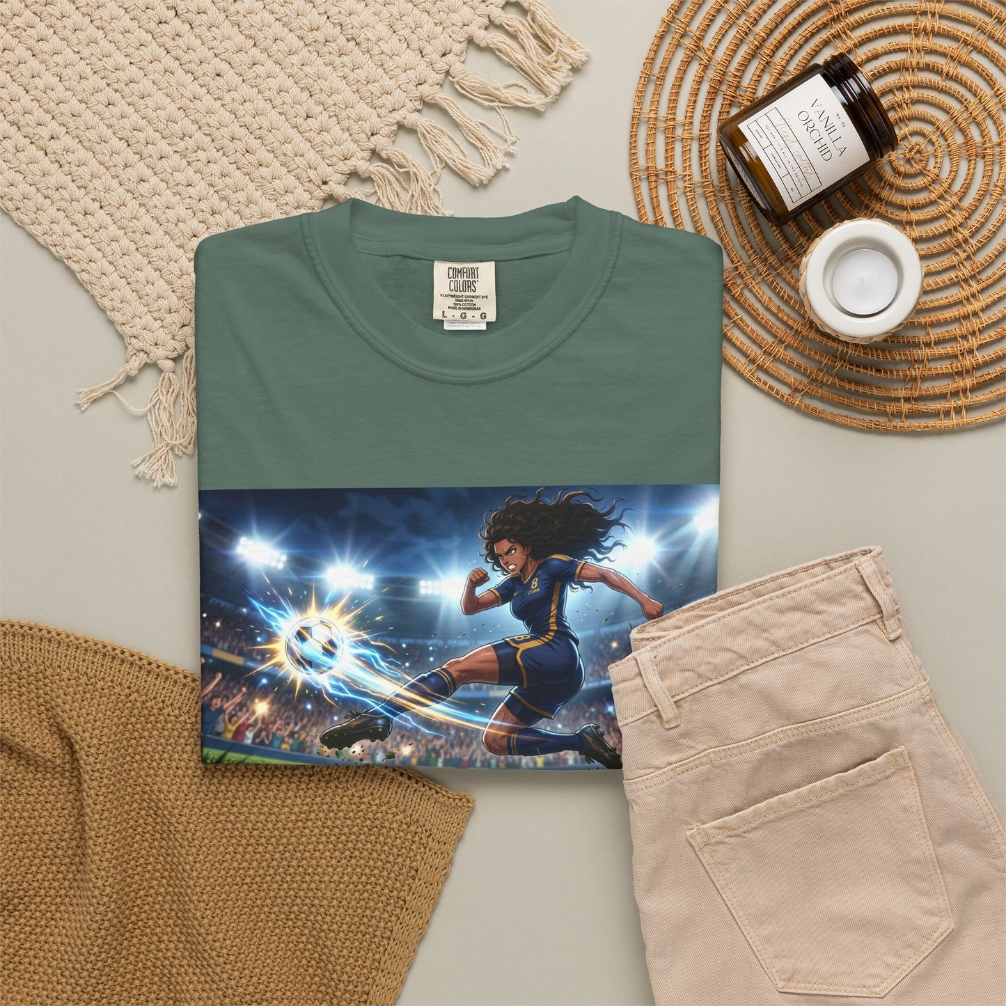 Soccer Kick Graphic T-Shirt — Energetic Stadium Football Design