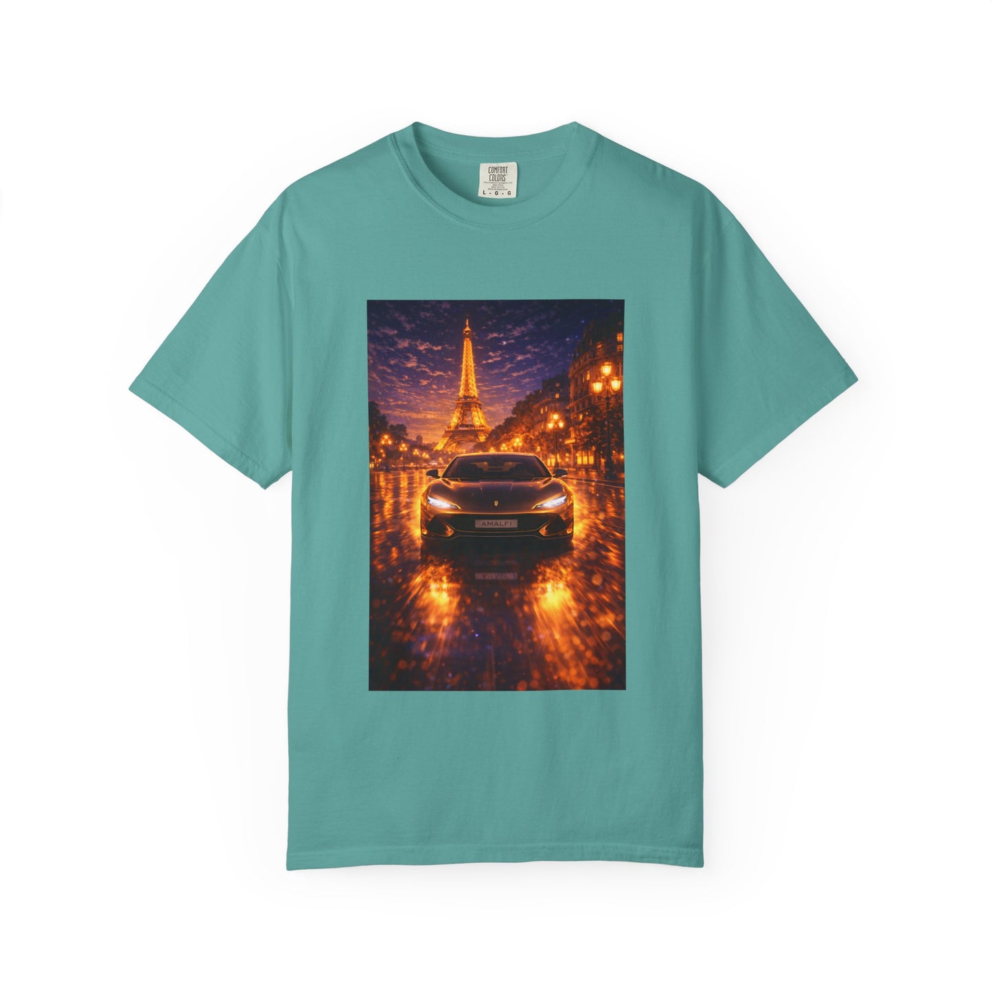 Paris Night Drive T-Shirt — Eiffel Tower Car Scene