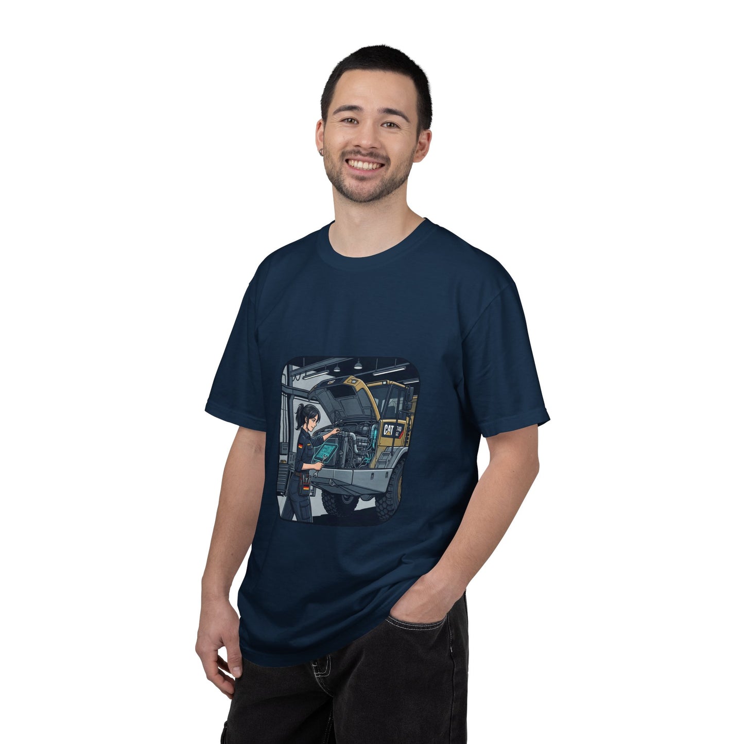 Mechanic Garage Scene T-Shirt — Vintage Truck Repair Illustration