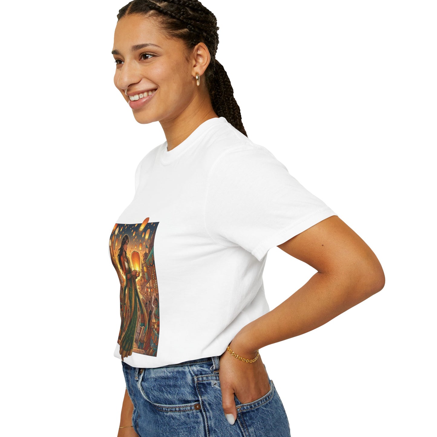 Diwali Lantern Festival T-Shirt — Indian Dancer with Floating Sky Lanterns