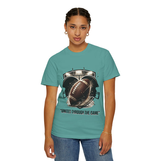 Football T-Shirt — "United Through the Game" Team Spirit Tee