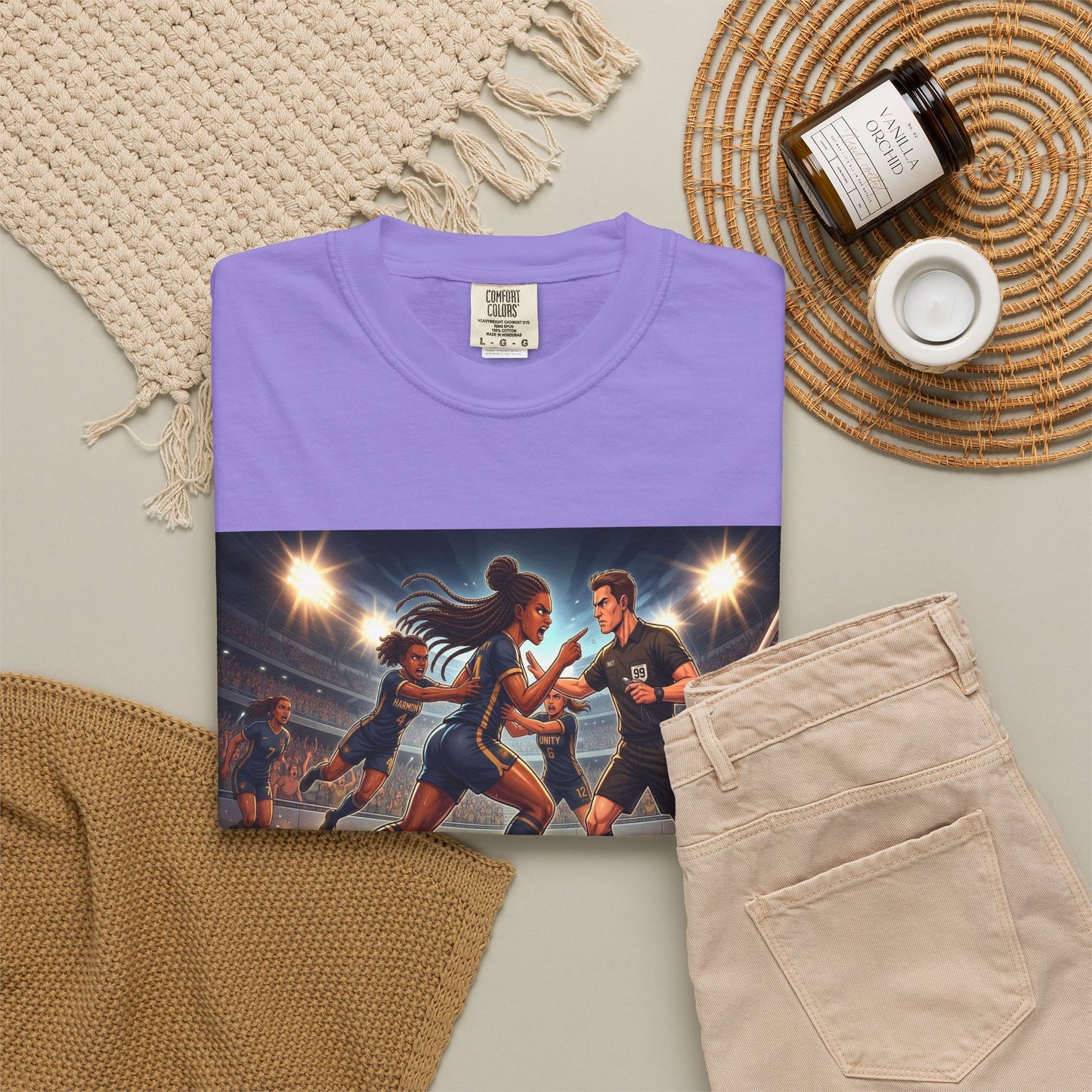 Soccer Night Match T-Shirt — Dynamic Players Under Stadium Lights