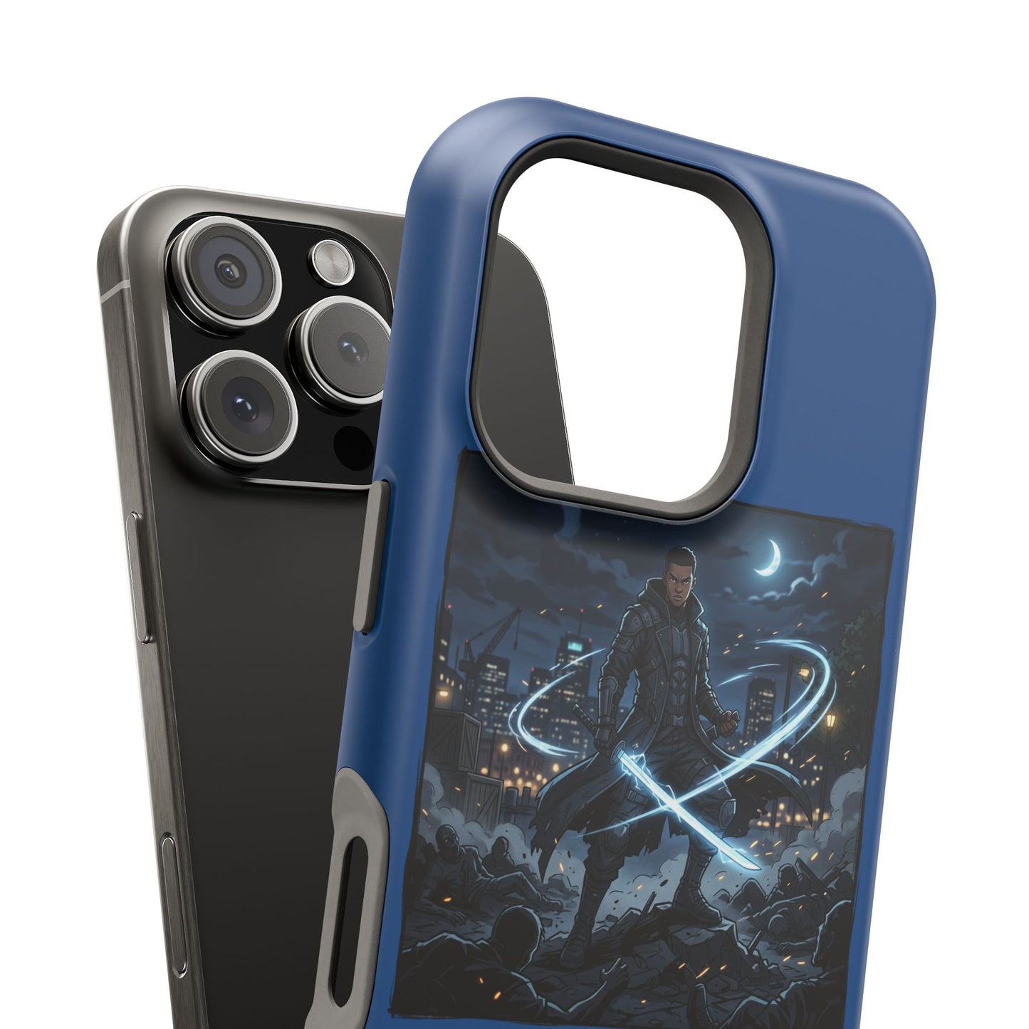 Magnetic Impact-Resistant Phone Case — Night Warrior Sci‑Fi Design