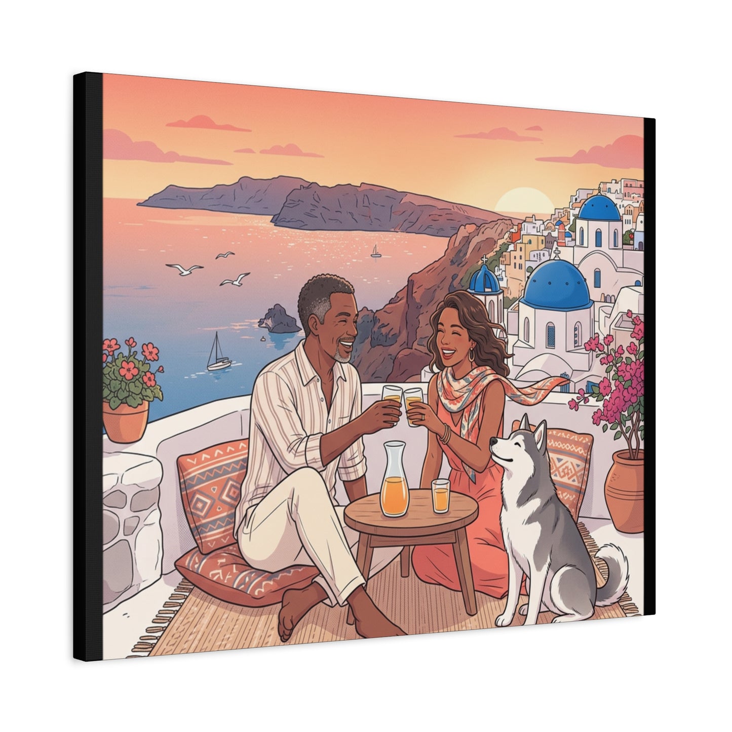 Santorini, Greece – “Sunset Serenade - Matte Canvas, Stretched, 1.25"